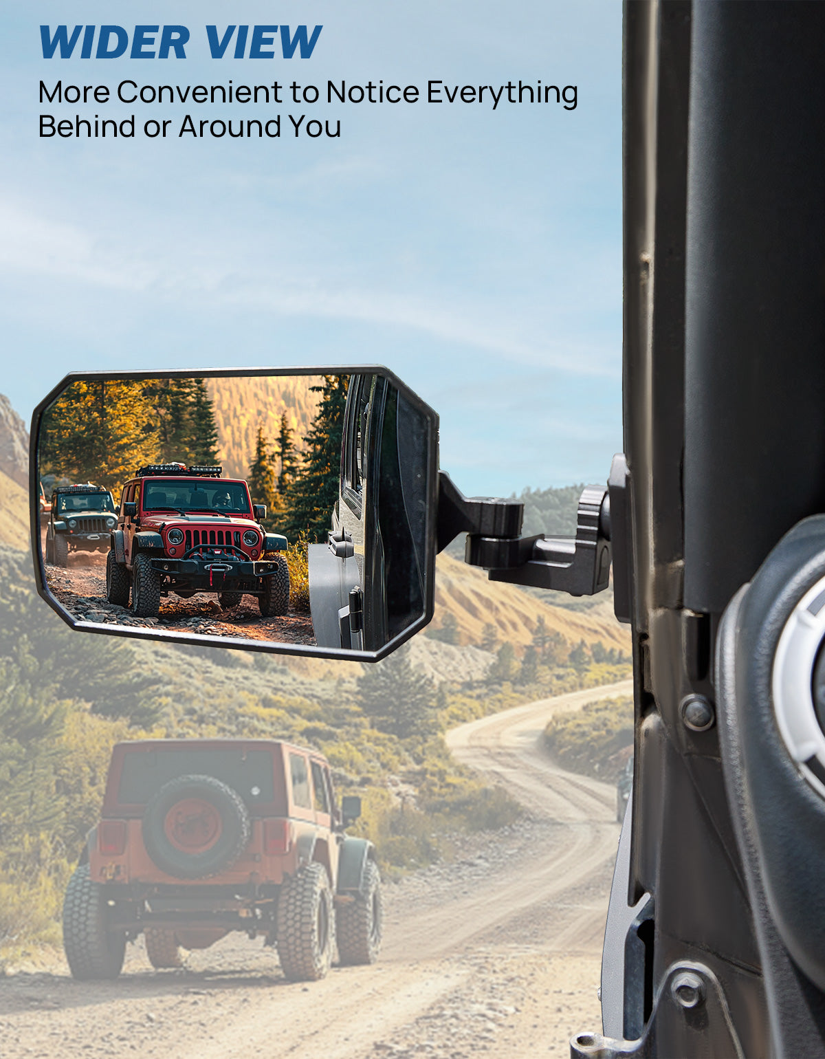 Adjustable Side Mirrors with Spot Light Mount for Wrangler TJ/JK/JKU 1997–2018