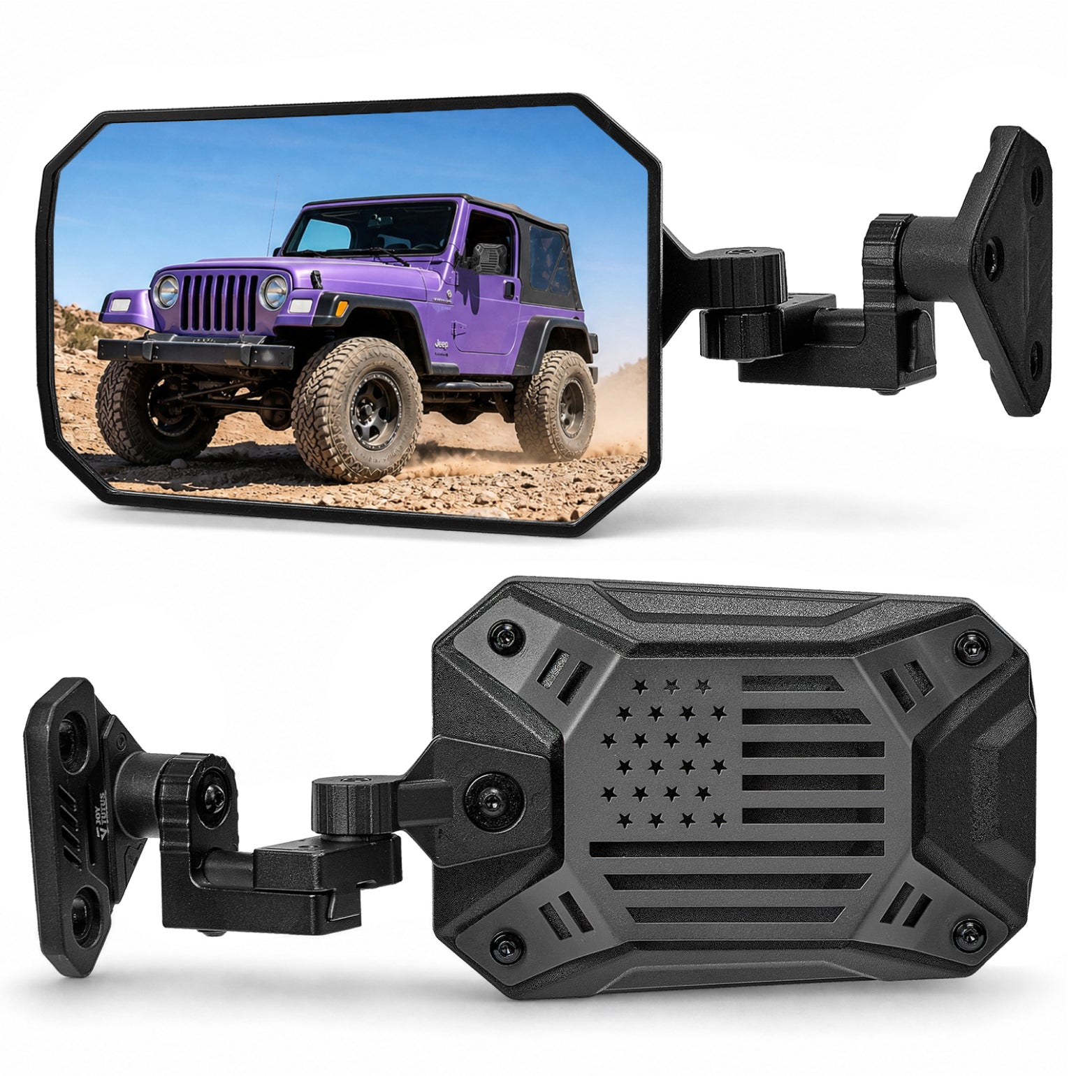 Adjustable Side Mirrors with Spot Light Mount for Wrangler TJ/JK/JKU 1997–2018