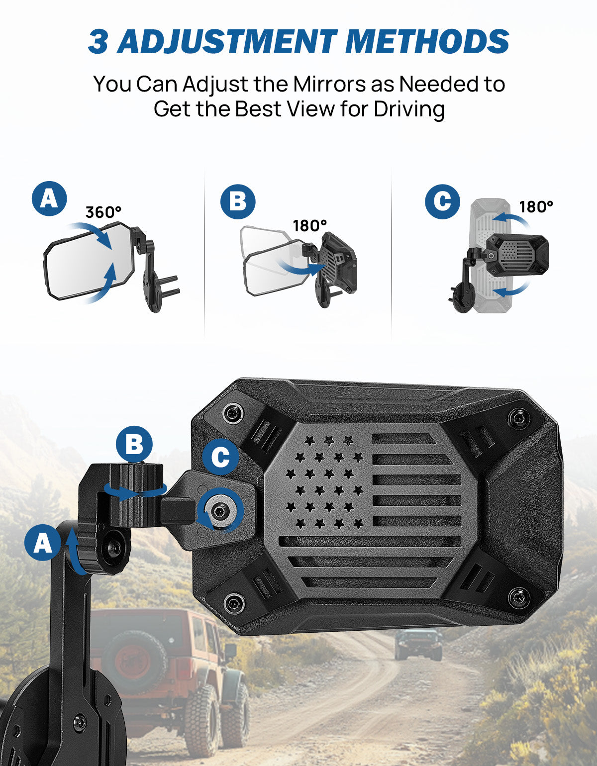 Wrangler Side Mirrors Replacement for JK & JKU 2007–2018