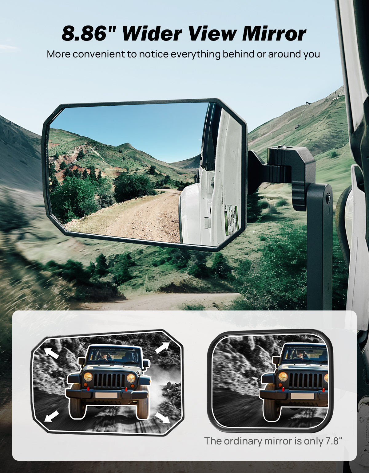 Doors Off Mirrors Compatible with Wrangler JK JL & Gladiator JT