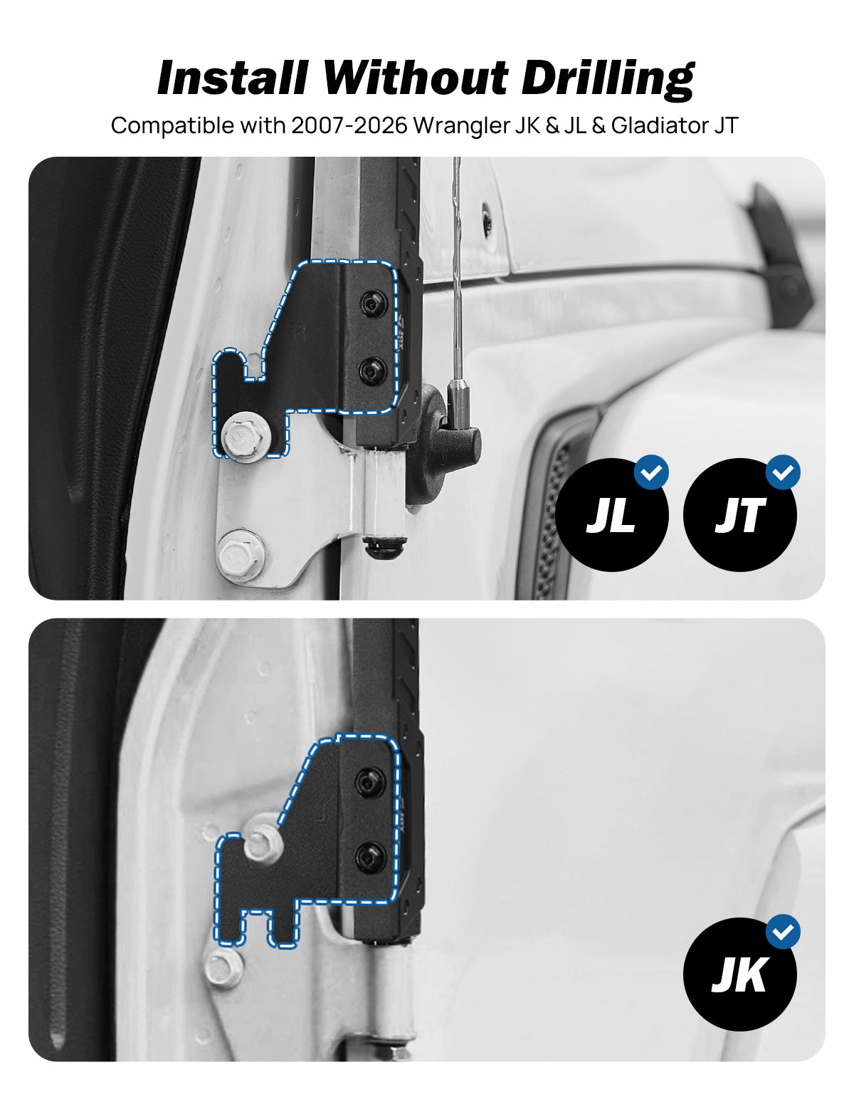 Doors Off Mirrors Compatible with Wrangler JK JL & Gladiator JT