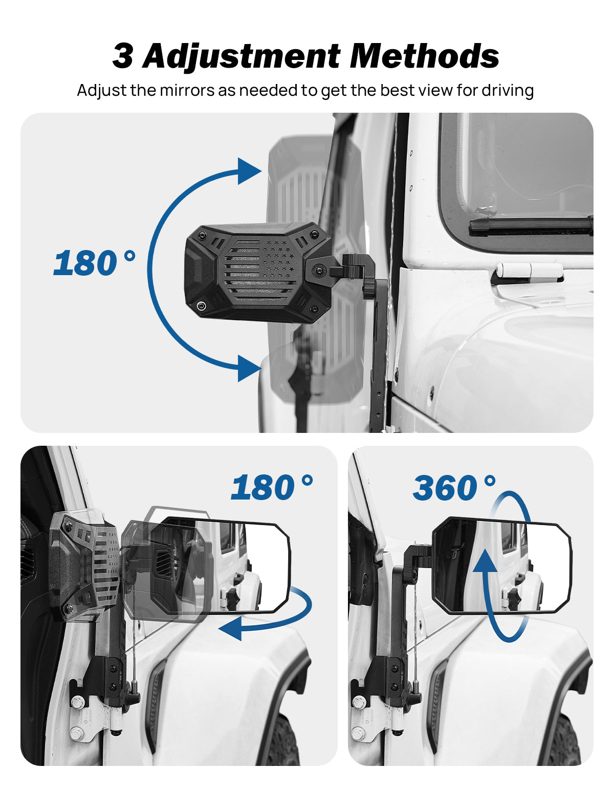 Doors Off Mirrors Compatible with Wrangler JK JL & Gladiator JT