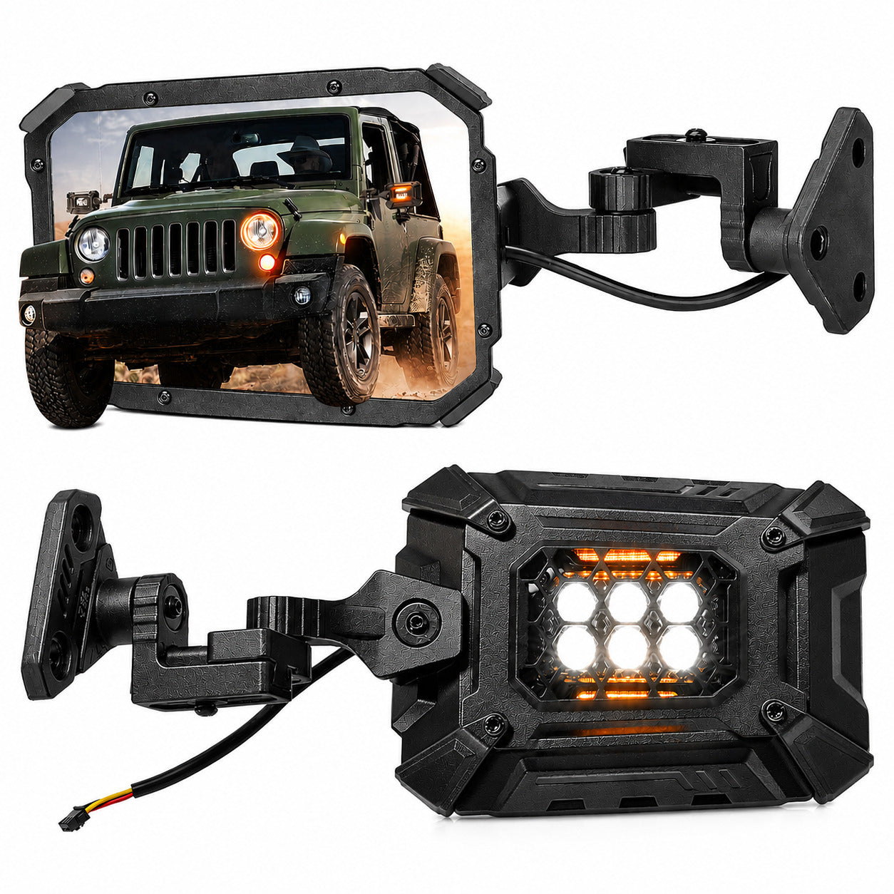 Wrangler Side Mirrors Doors-Off/On with Turn Light TJ & JK 1997–2018