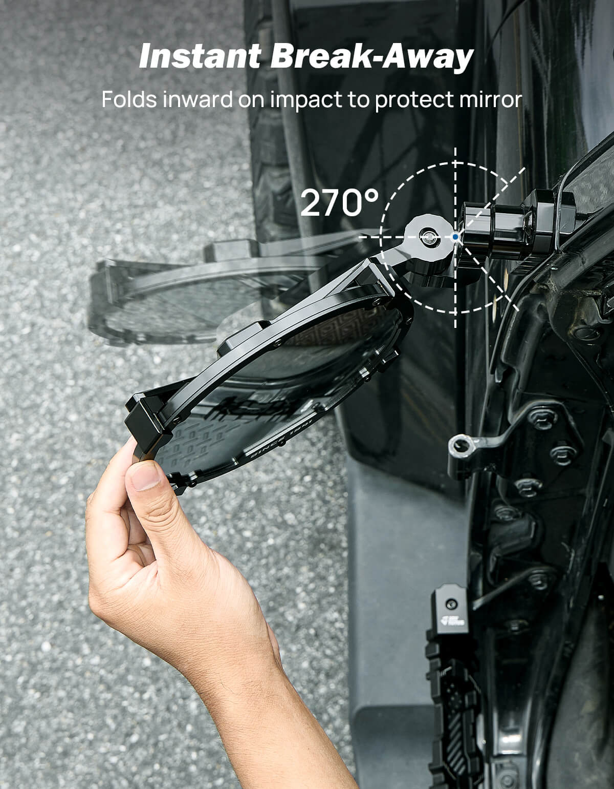 Wrangler TJ JK Door-Off Mirrors 1997-2018 Vibration-Free CNC Aluminum