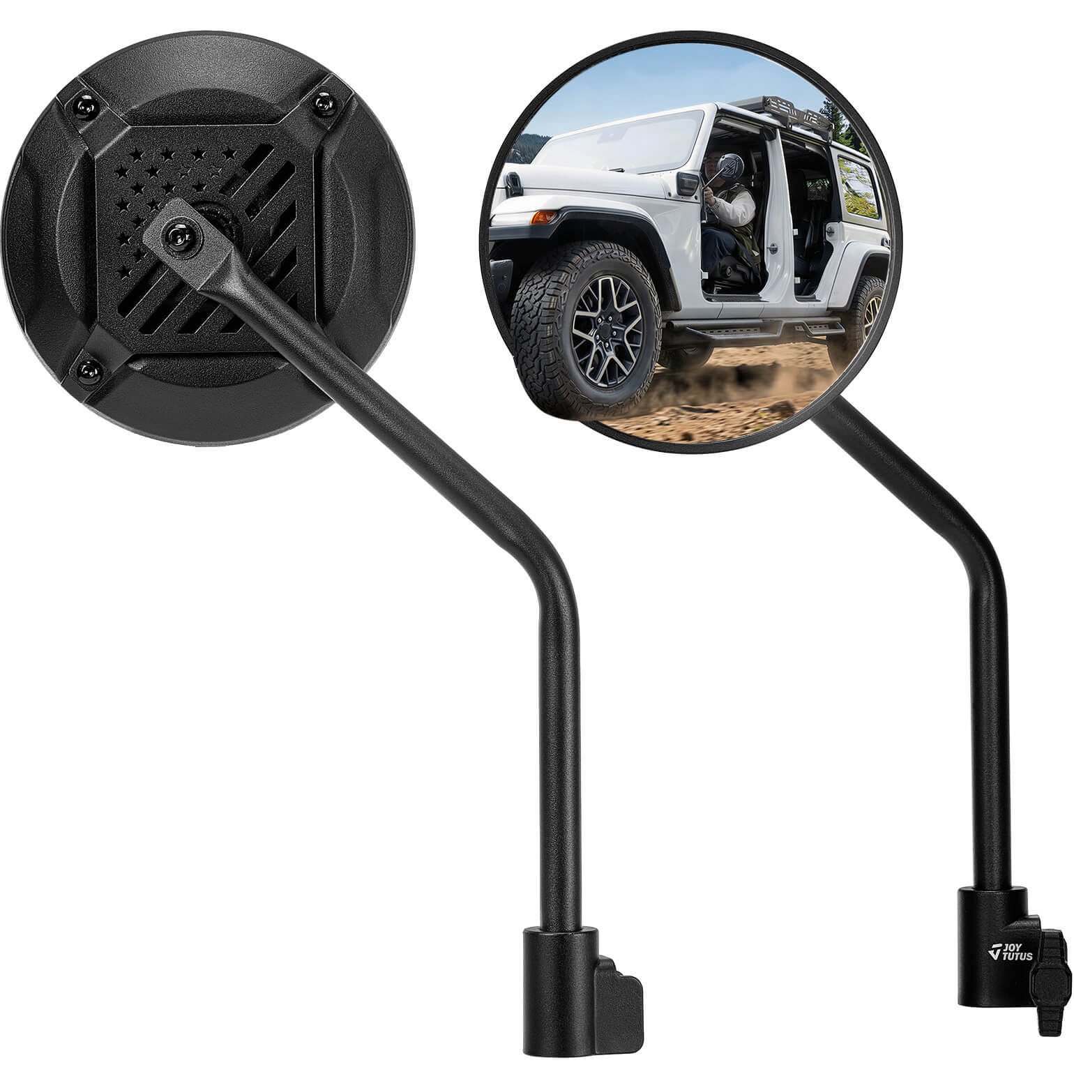 Door Off Mirrors for Jeep Wrangler & Gladiator, 6” Door Hinge Mirrors