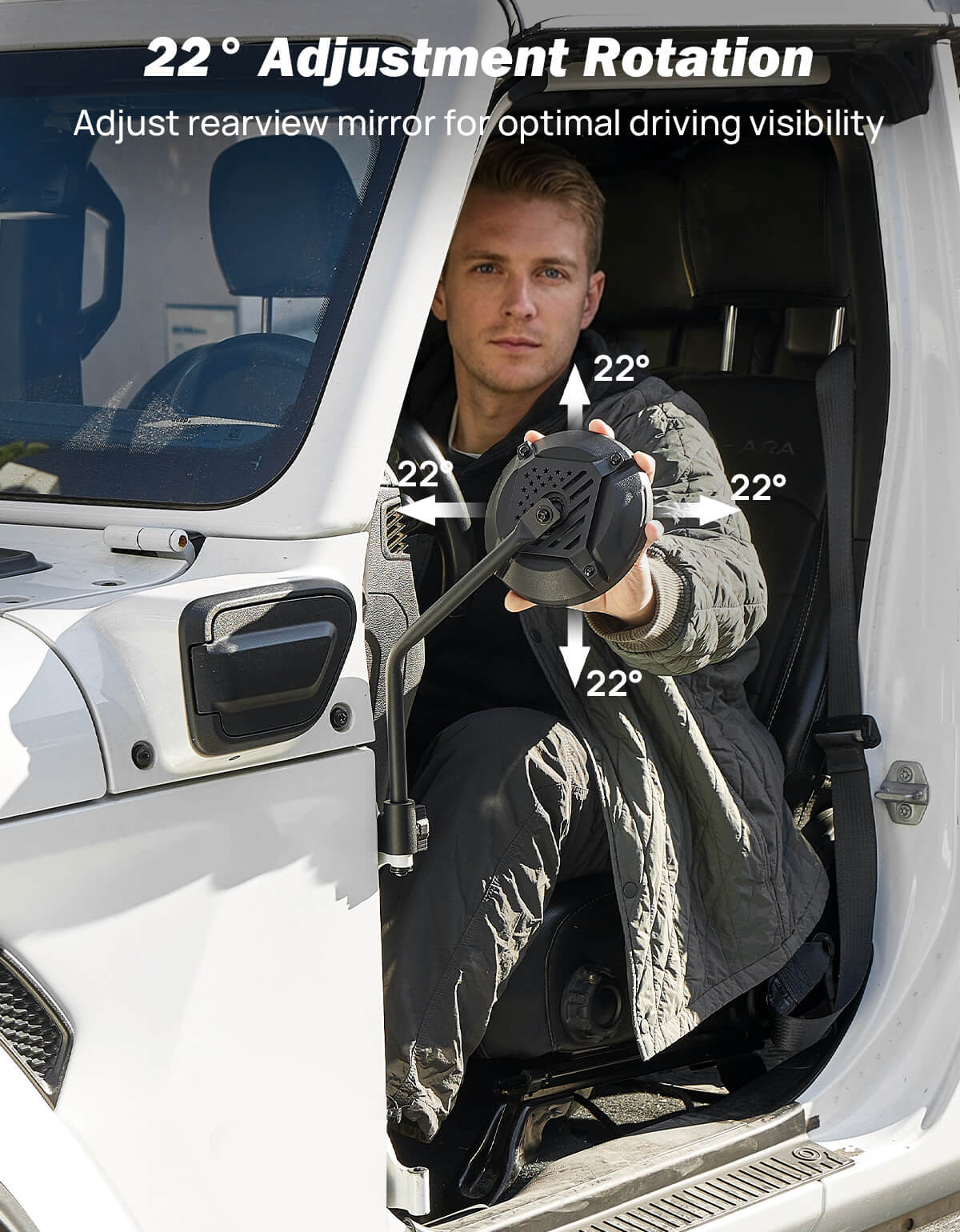 Door Off Mirrors for Jeep Wrangler & Gladiator, 6” Door Hinge Mirrors