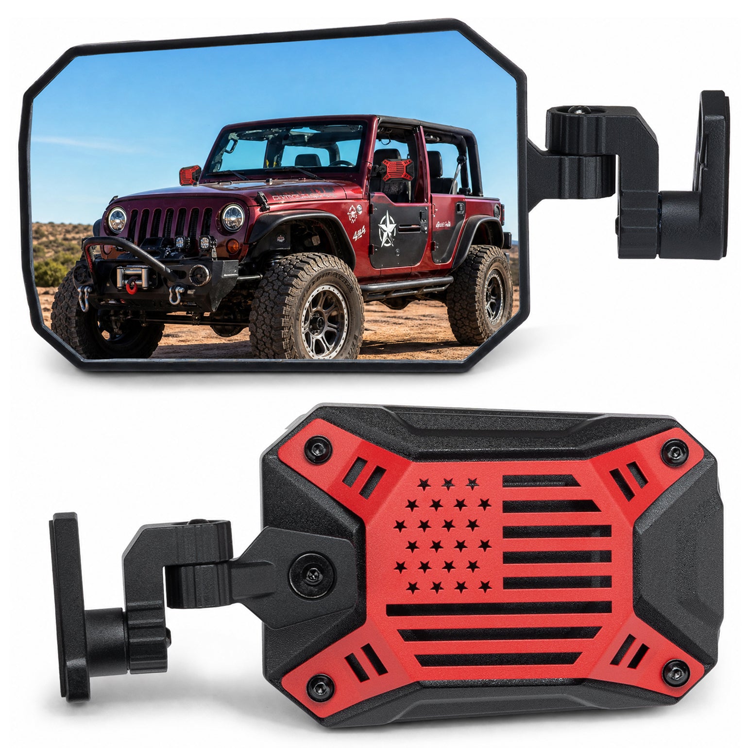 Jeep Wrangler TJ & JK Doors Off Mirrors (1997–2018) – No Vibration, Wider View
