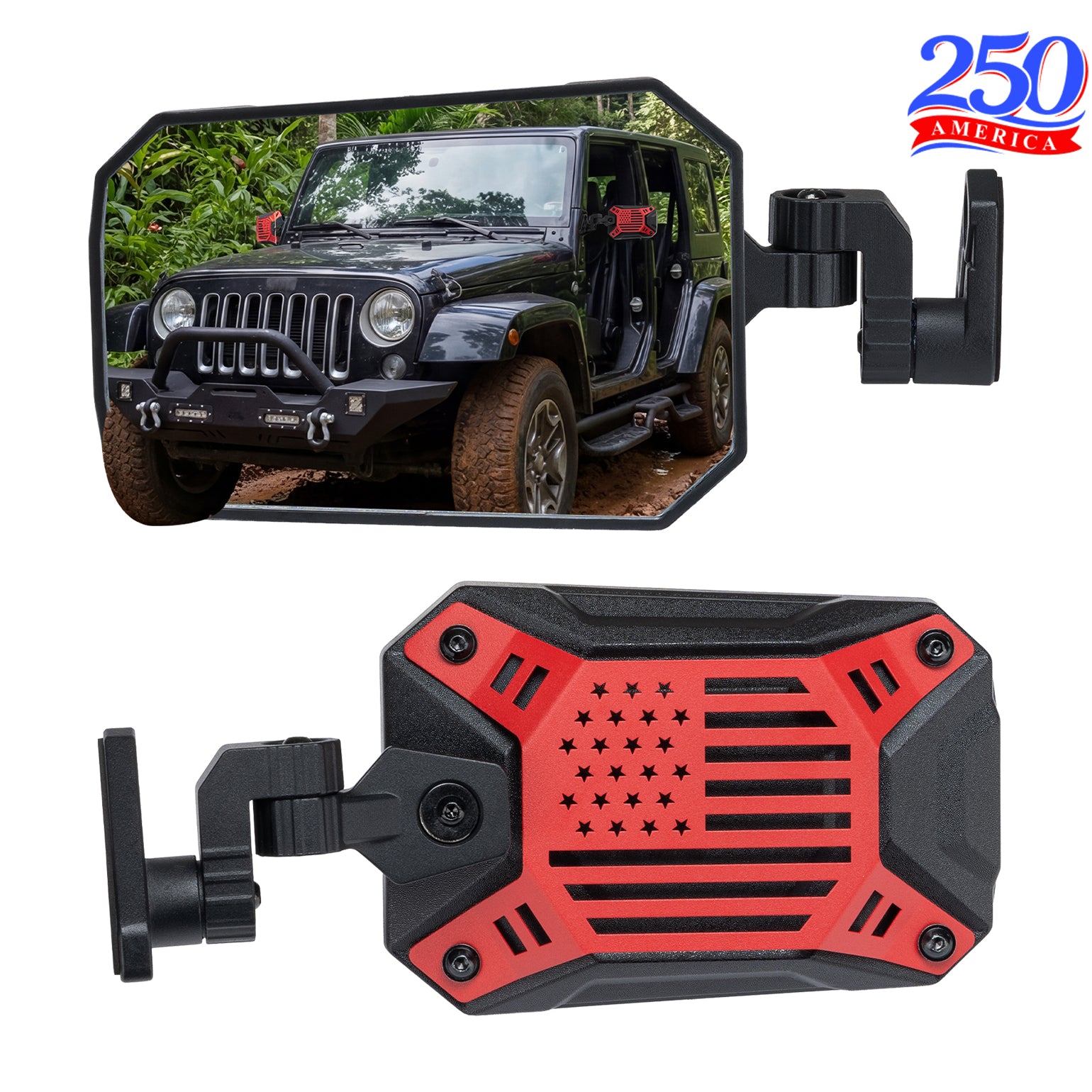 Jeep Wrangler TJ & JK Doors Off Mirrors (1997–2018) – No Vibration, Wider View