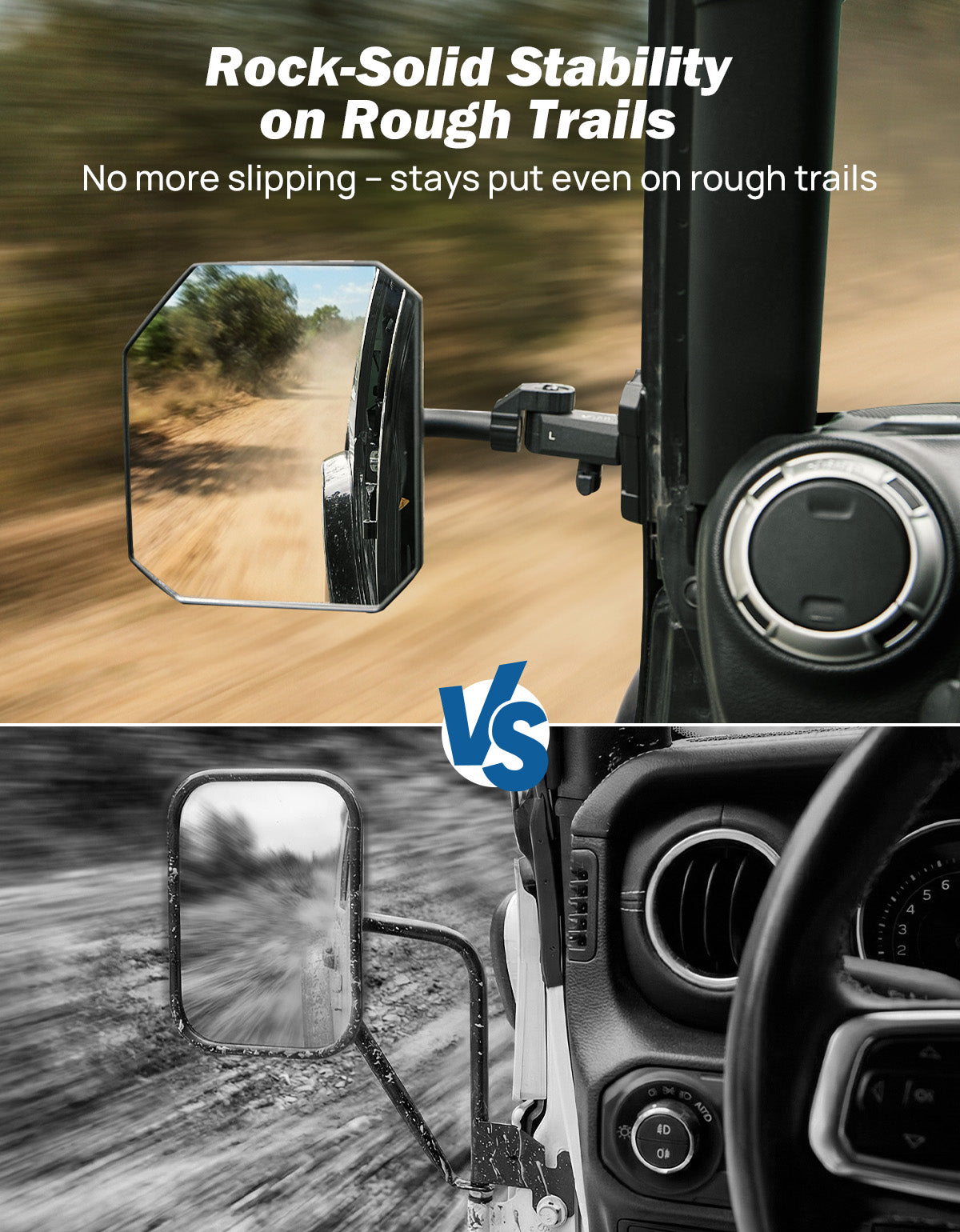 Doors Off Mirrors for Jeep Wrangler TJ & JK (1997–2018) – Anti-Shake