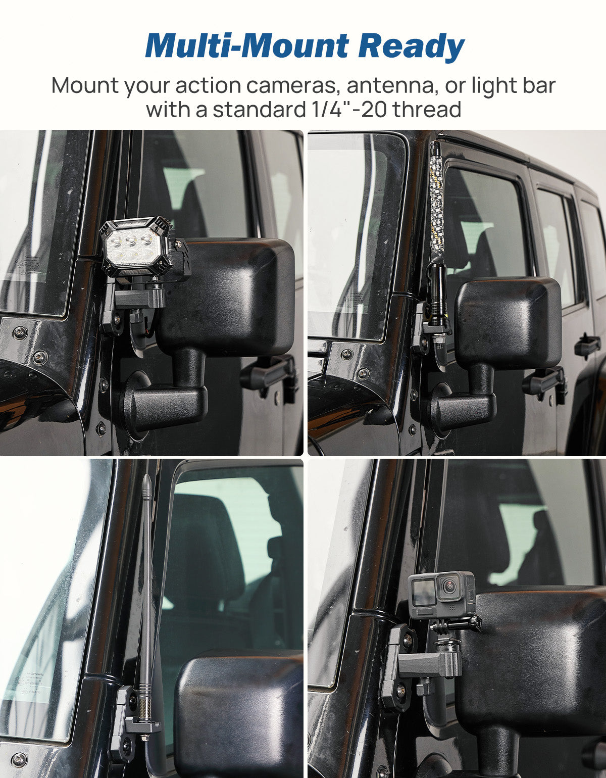 Doors Off Mirrors for Jeep Wrangler TJ & JK (1997–2018) – Anti-Shake