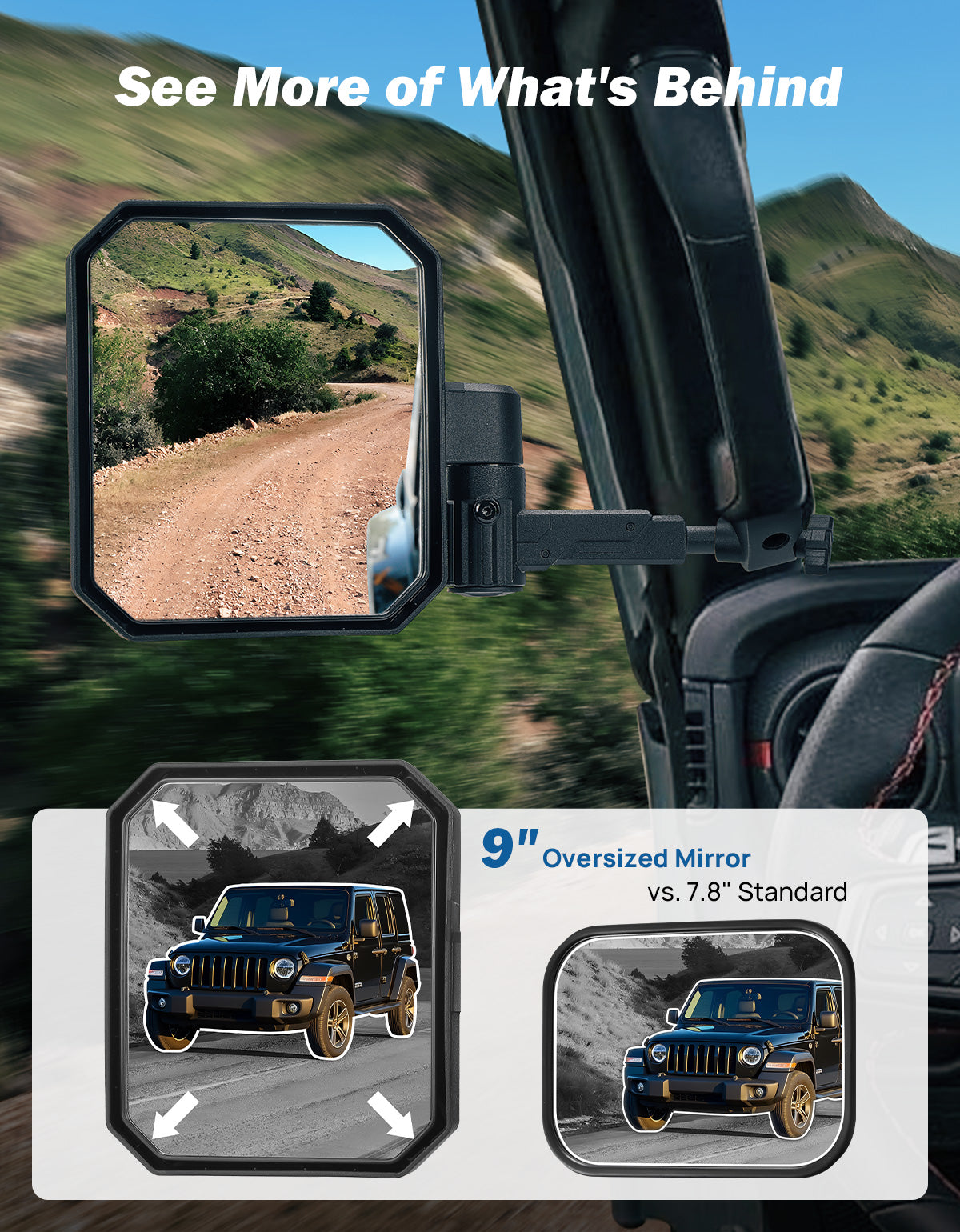 Jeep Mirrors Doors Off Compatible with Wrangler JL JK Gladiator JT