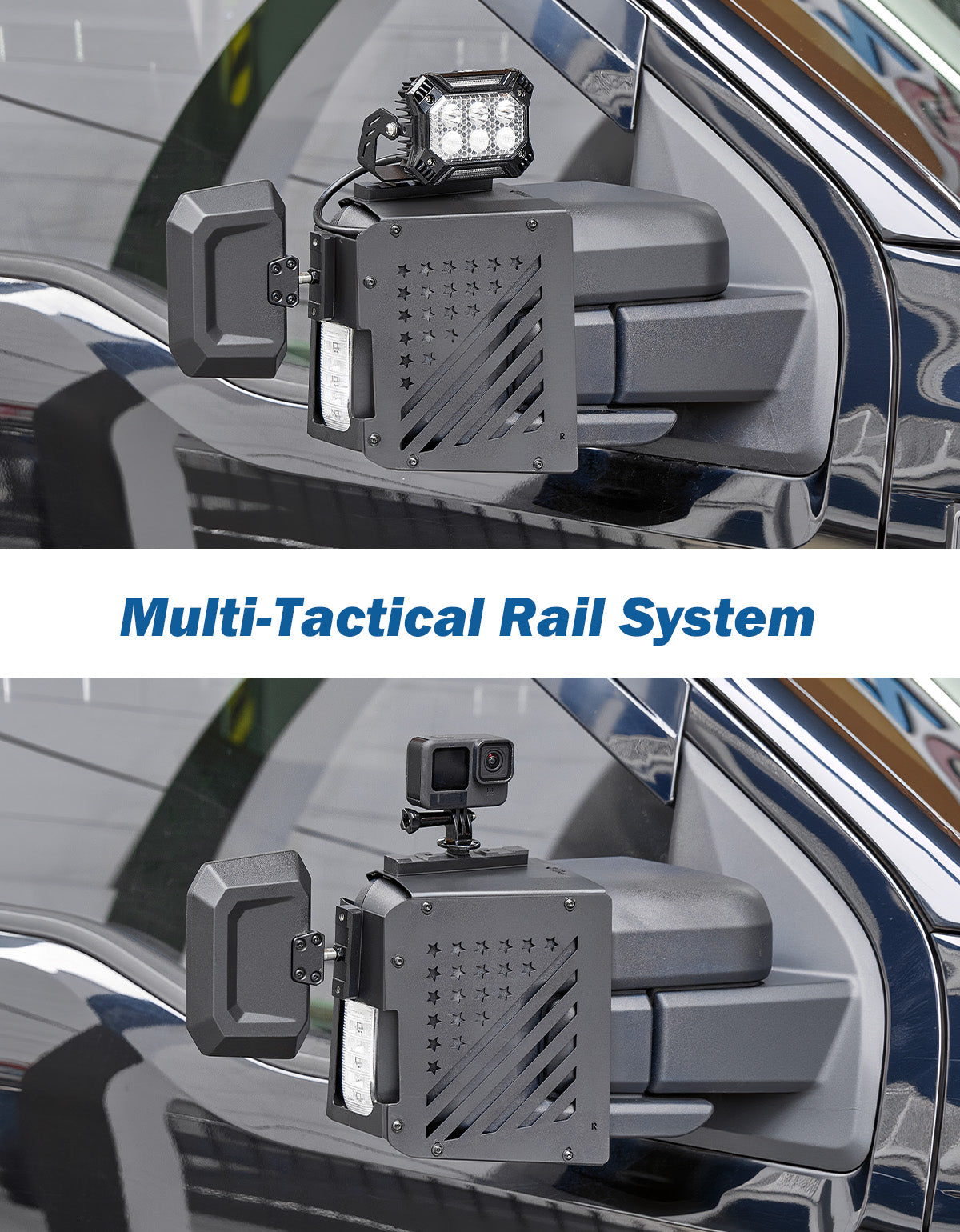 F150 Towing Mirror Extensions with Tactical Rails for 2021–2026