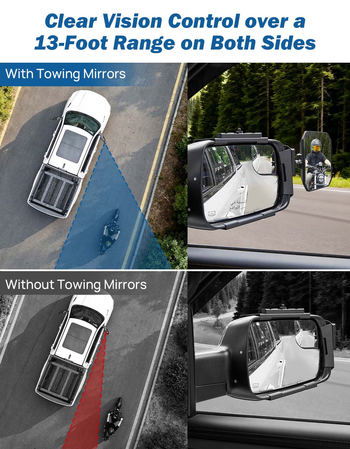Tow Mirrors for 2019–2026 RAM 1500 New Body Style | Stable Clip-On Design