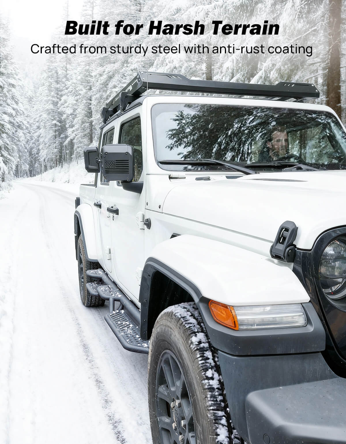 6.7" Running Boards for Gladiator JT 2020–2026, Heavy-Duty Side Steps