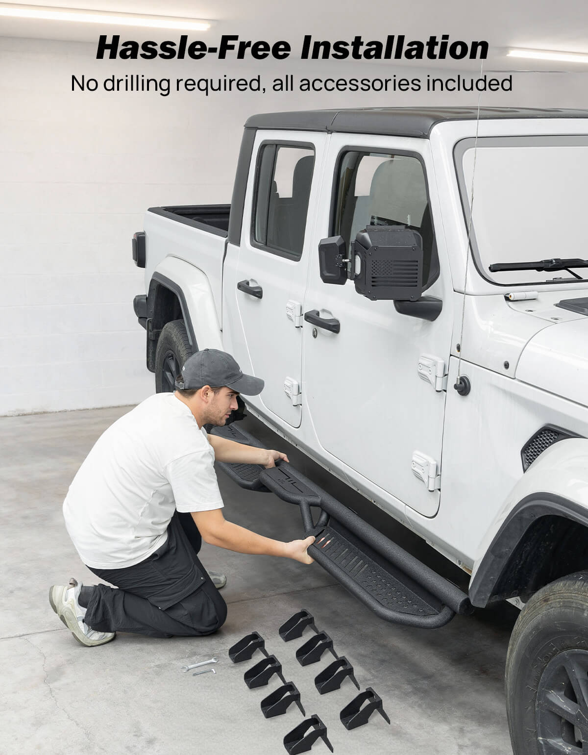 6.7" Running Boards for Gladiator JT 2020–2026, Heavy-Duty Side Steps