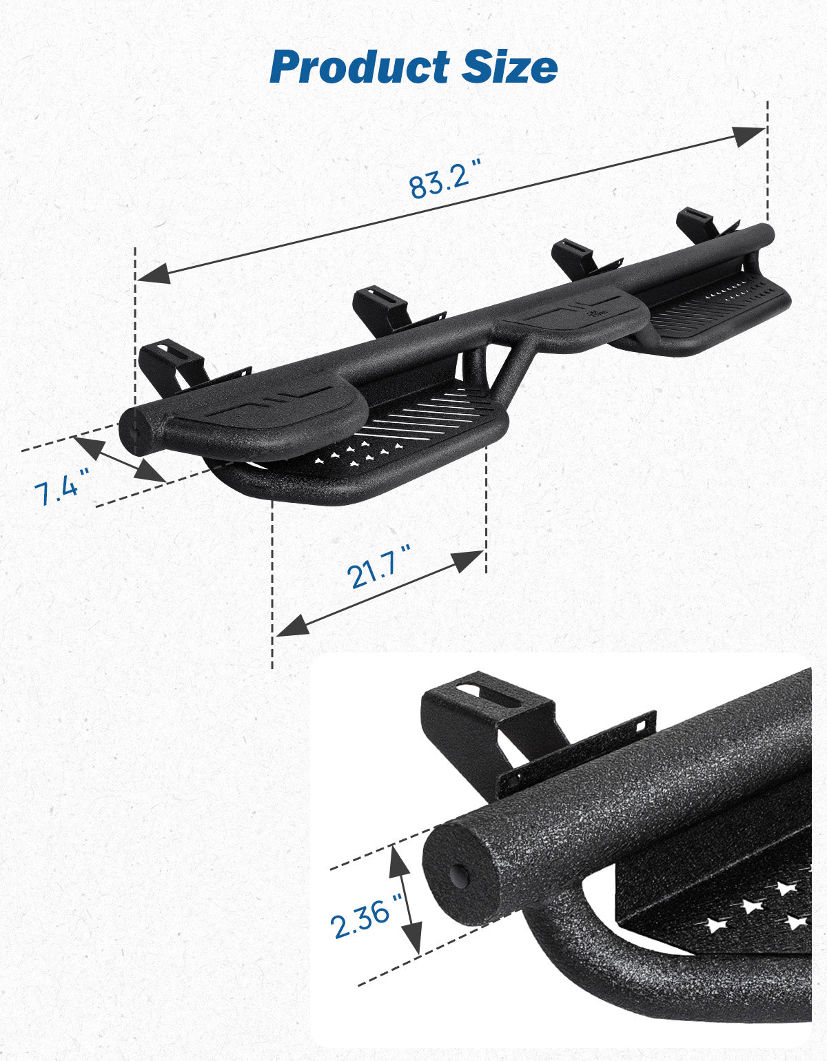 6.7" Running Boards for Gladiator JT 2020–2026, Heavy-Duty Side Steps