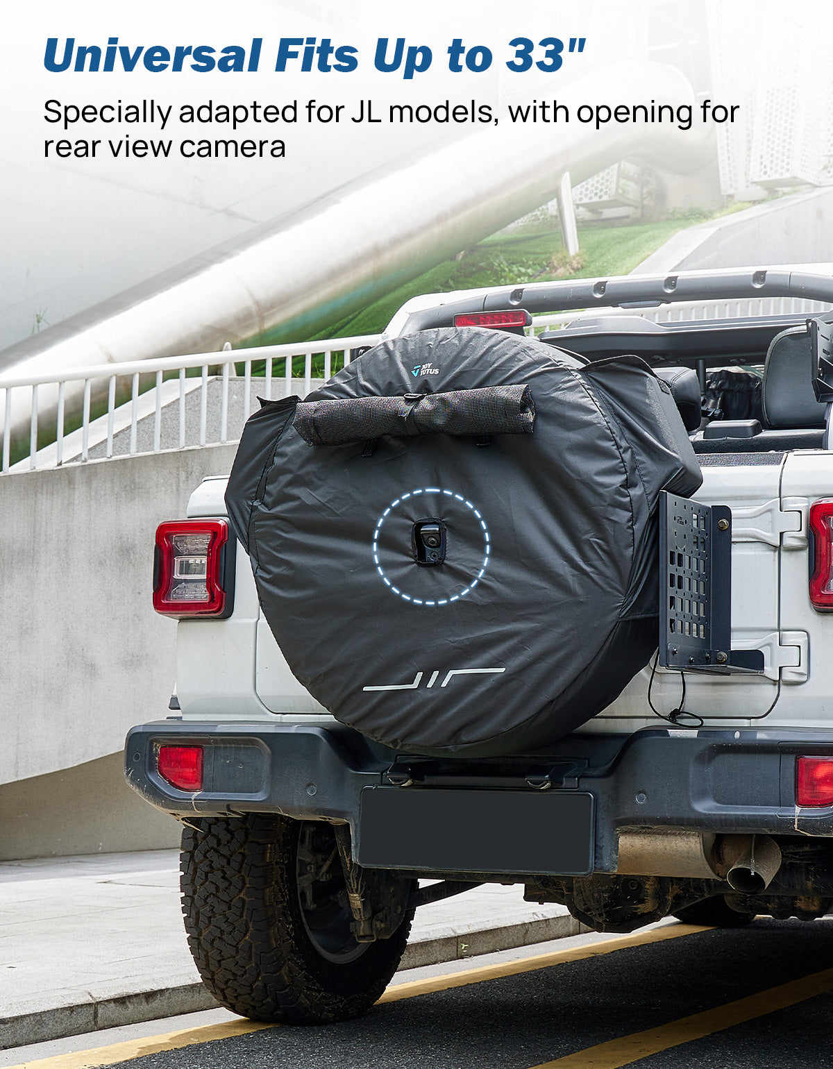 Spare Tire Cover w/ Camera Hole & Storage Bags (30–33")