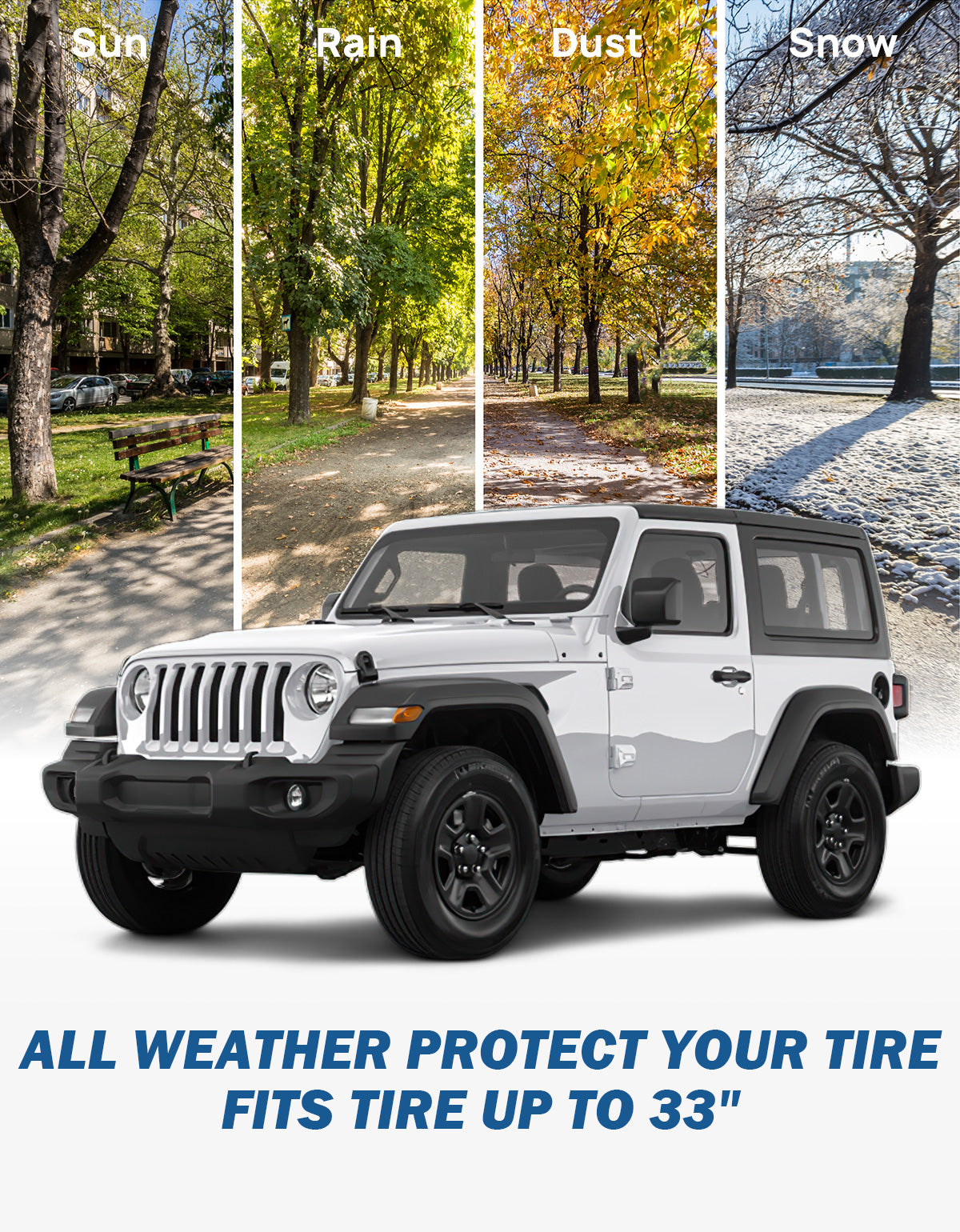 Spare Tire Cover w/ Camera Hole & Storage Bags (30–33")