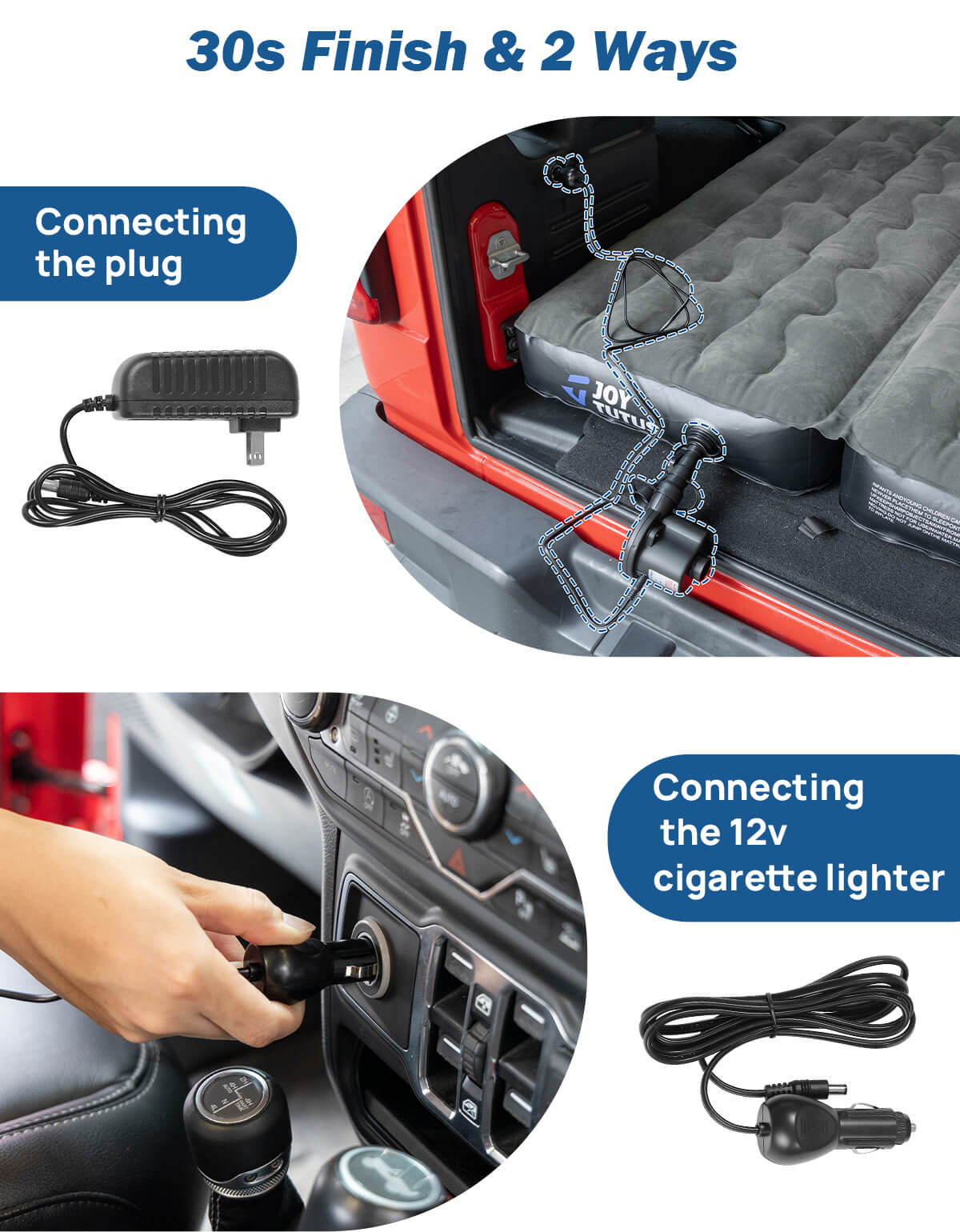 SUV Air Mattress for Wrangler JL 4-Door 2018–2026 with Pump & Pillows