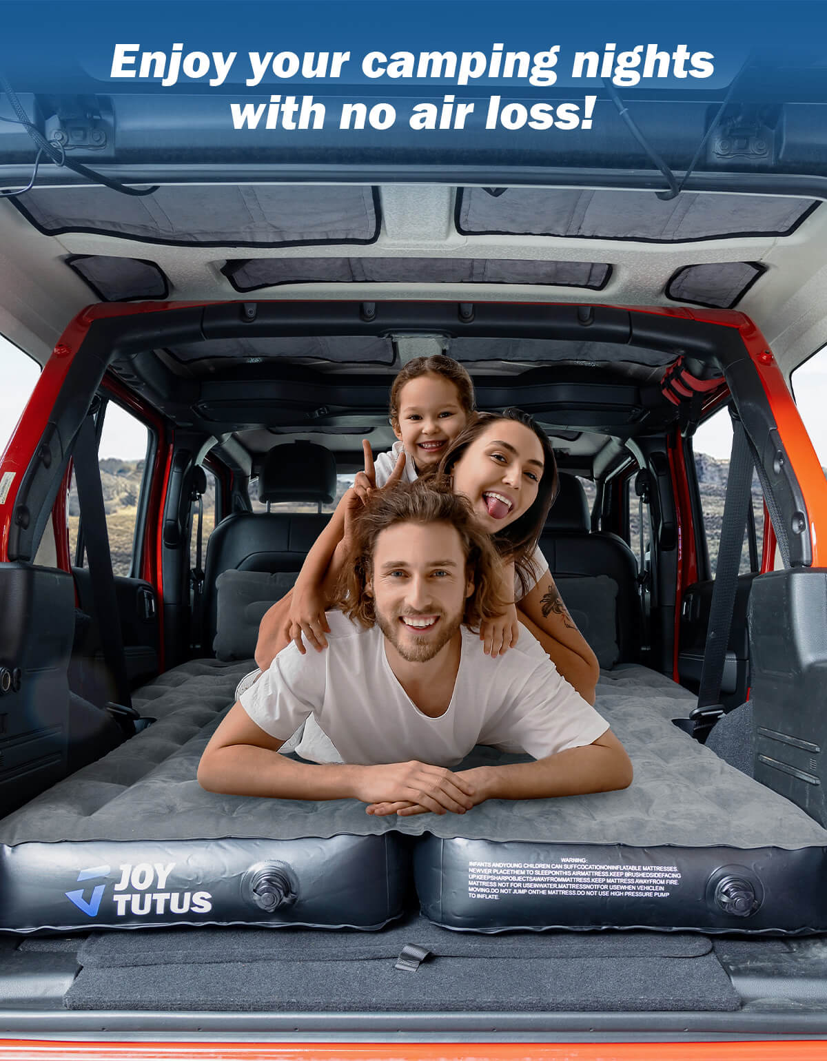 SUV Air Mattress for Wrangler JL 4-Door 2018–2026 with Pump & Pillows