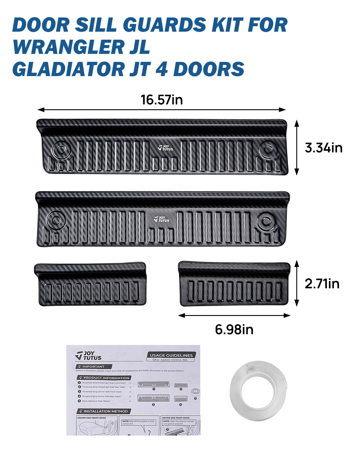 Stainless Steel Door Sill Guards for Wrangler JL 4-Door & Gladiator JT
