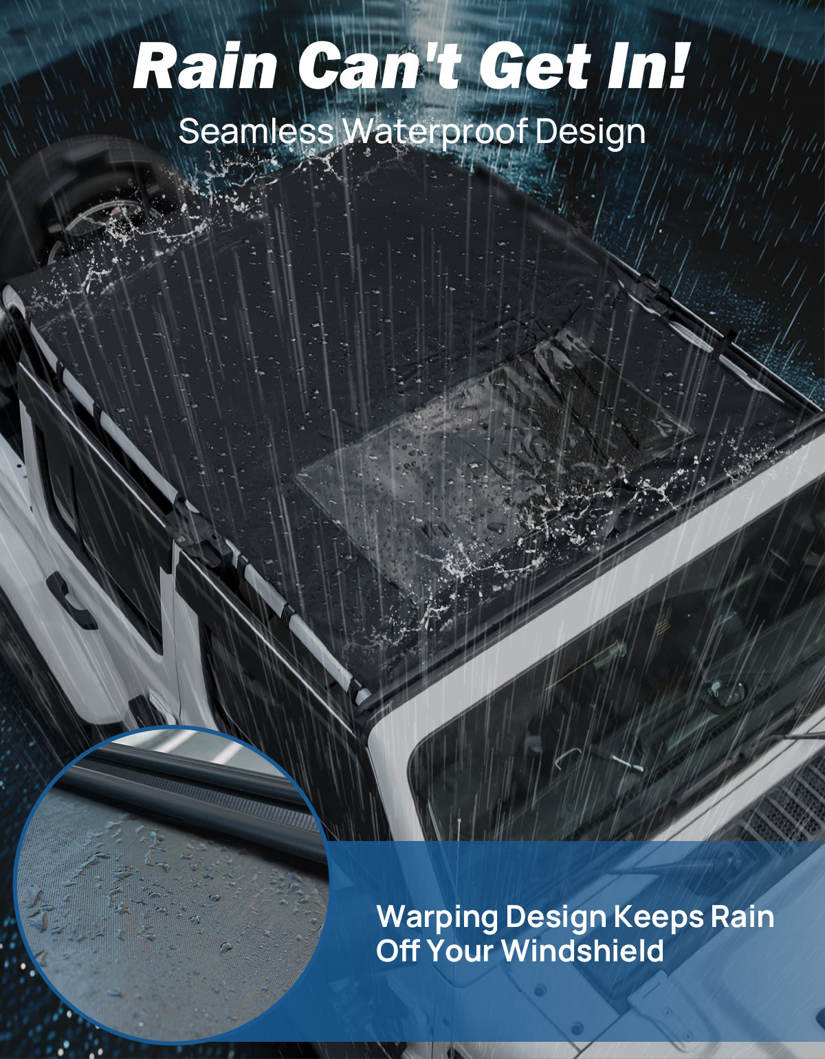 Waterproof Sun Shade Top for Jeep Wrangler JL/JLU 4-Door 2018-2026, UV & Noise Protection
