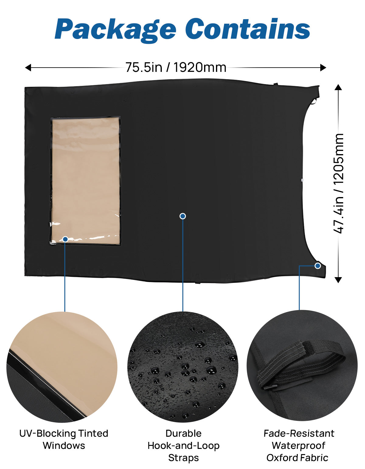 Waterproof Sun Shade Top for Jeep Wrangler JL/JLU 4-Door 2018-2026, UV & Noise Protection