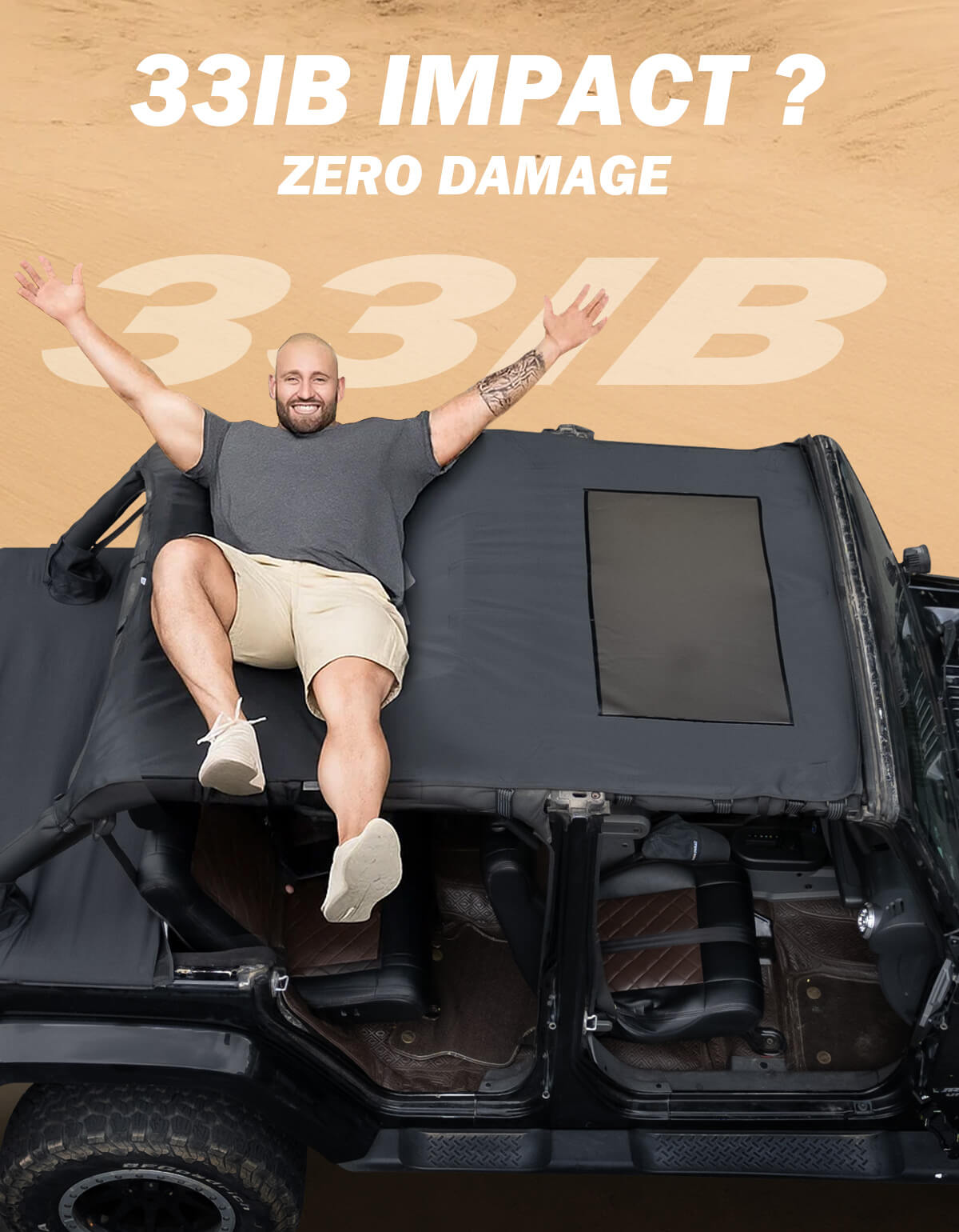 Waterproof Sun Shade Top for Wrangler JKU 4-Door 2007–2018