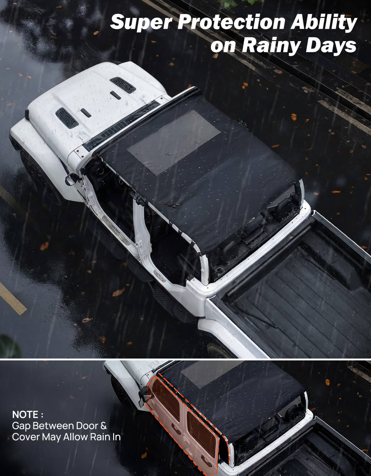 Waterproof Sun Shade Top for Gladiator JT 2020–2026 – All-Weather Protection