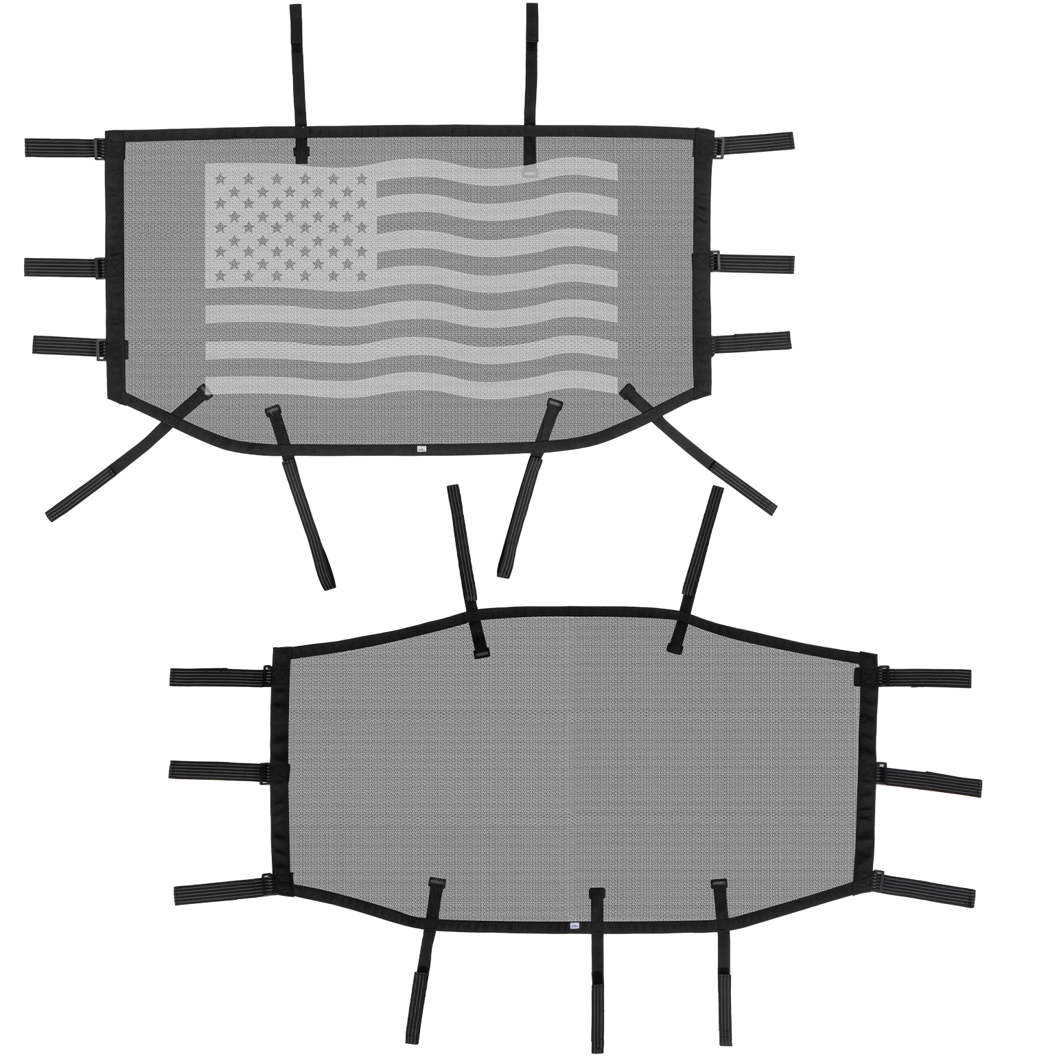Jeep Wrangler JLU 4-Door (2018–2026) Mesh Sun Shade Top – Full Coverage, US Flag