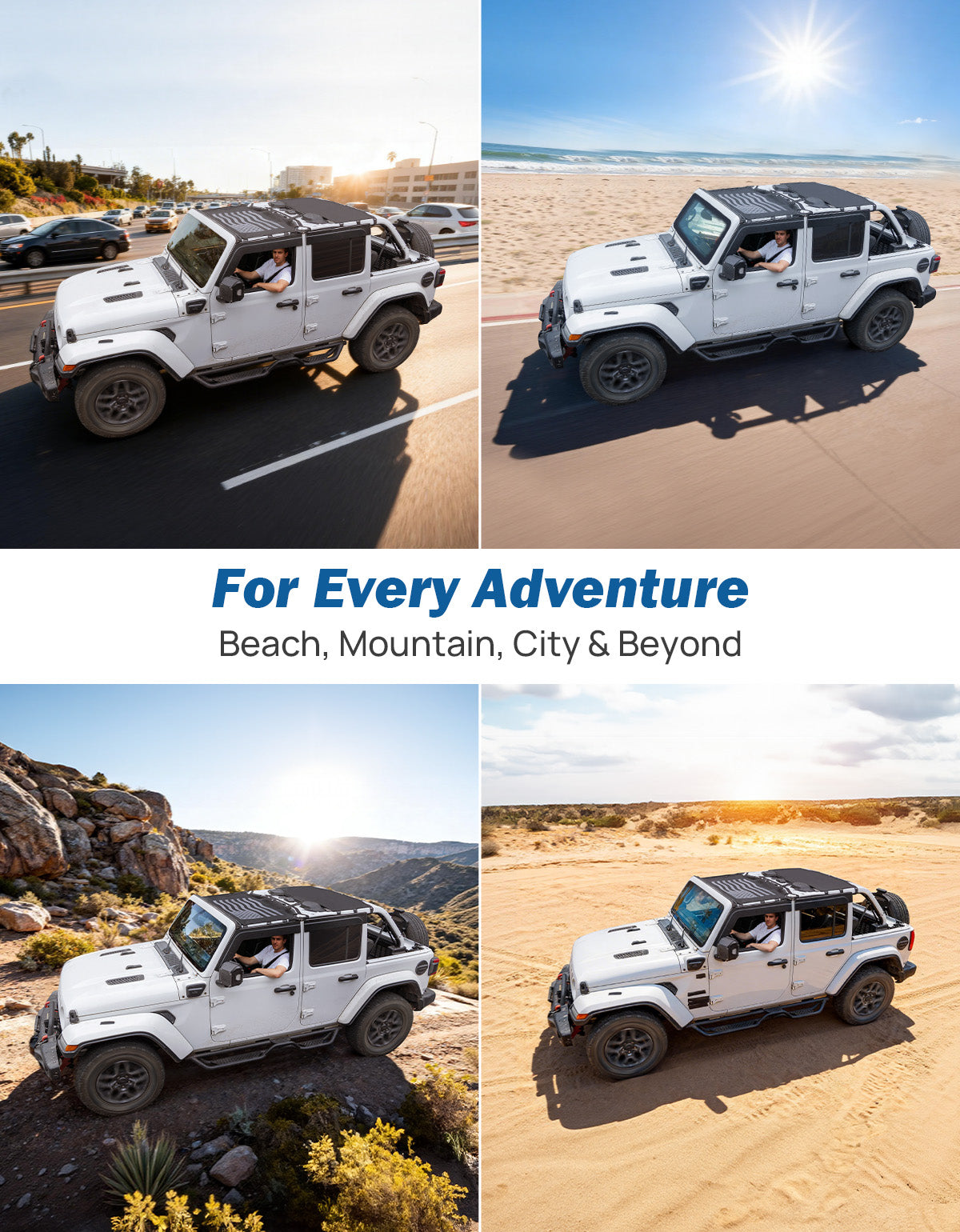 Jeep Wrangler JLU 4-Door (2018–2026) Mesh Sun Shade Top – Full Coverage, US Flag