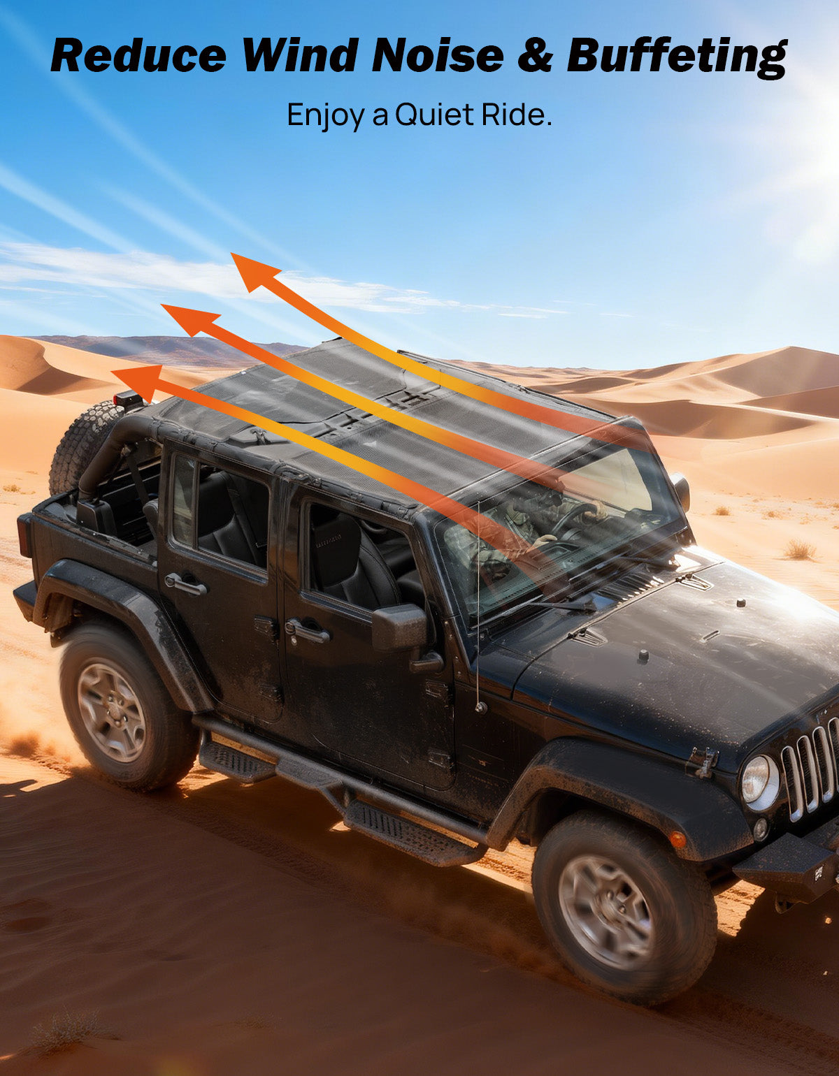 Mesh Sun Shade for Jeep Wrangler JKU 4-Door (2007–2018) – Full Coverage UV Protection