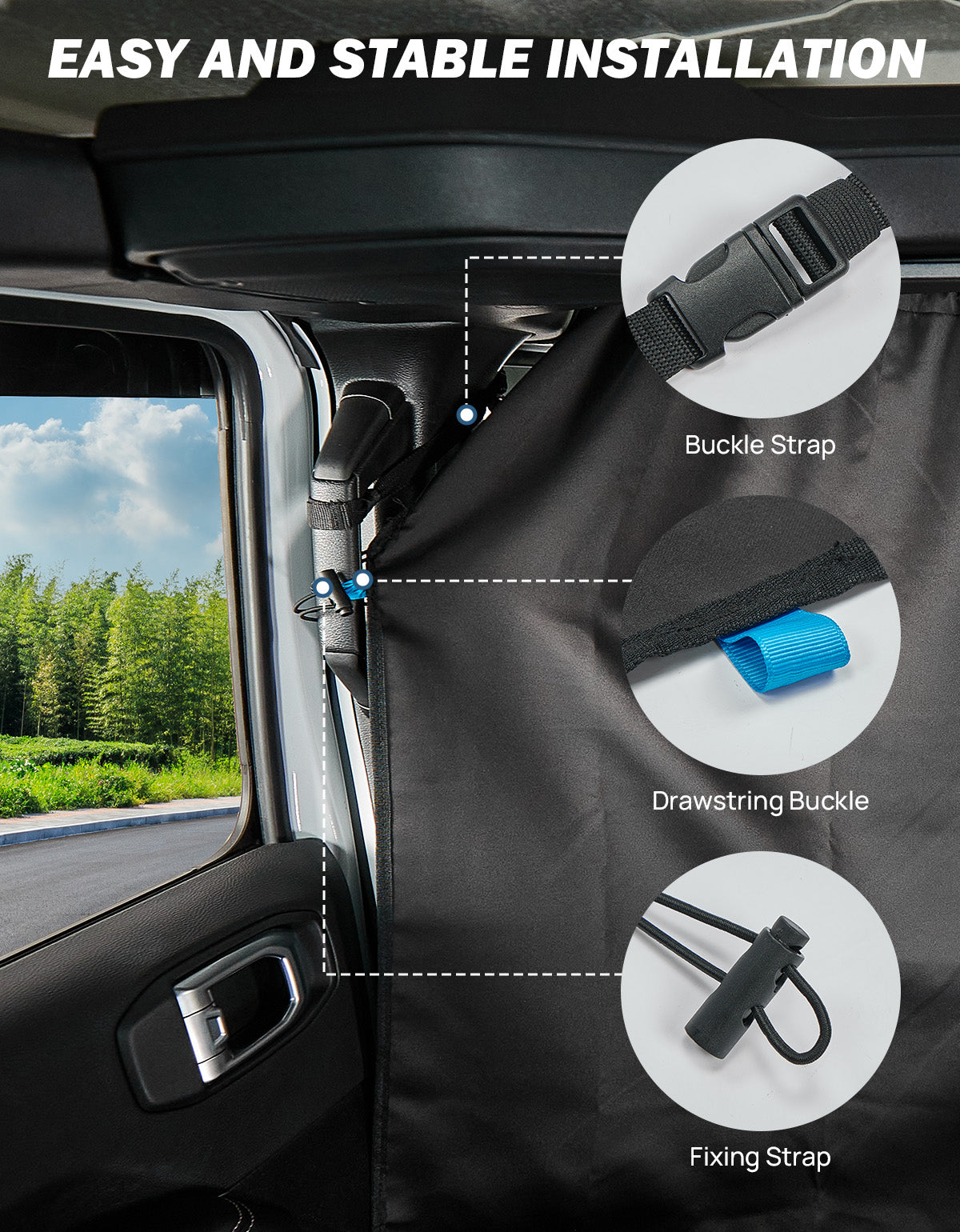 Rear Privacy Curtain Divider for 2018–2026 Jeep Wrangler JL & Gladiator JT | 99% Blackout Privacy Shade, Set of 2
