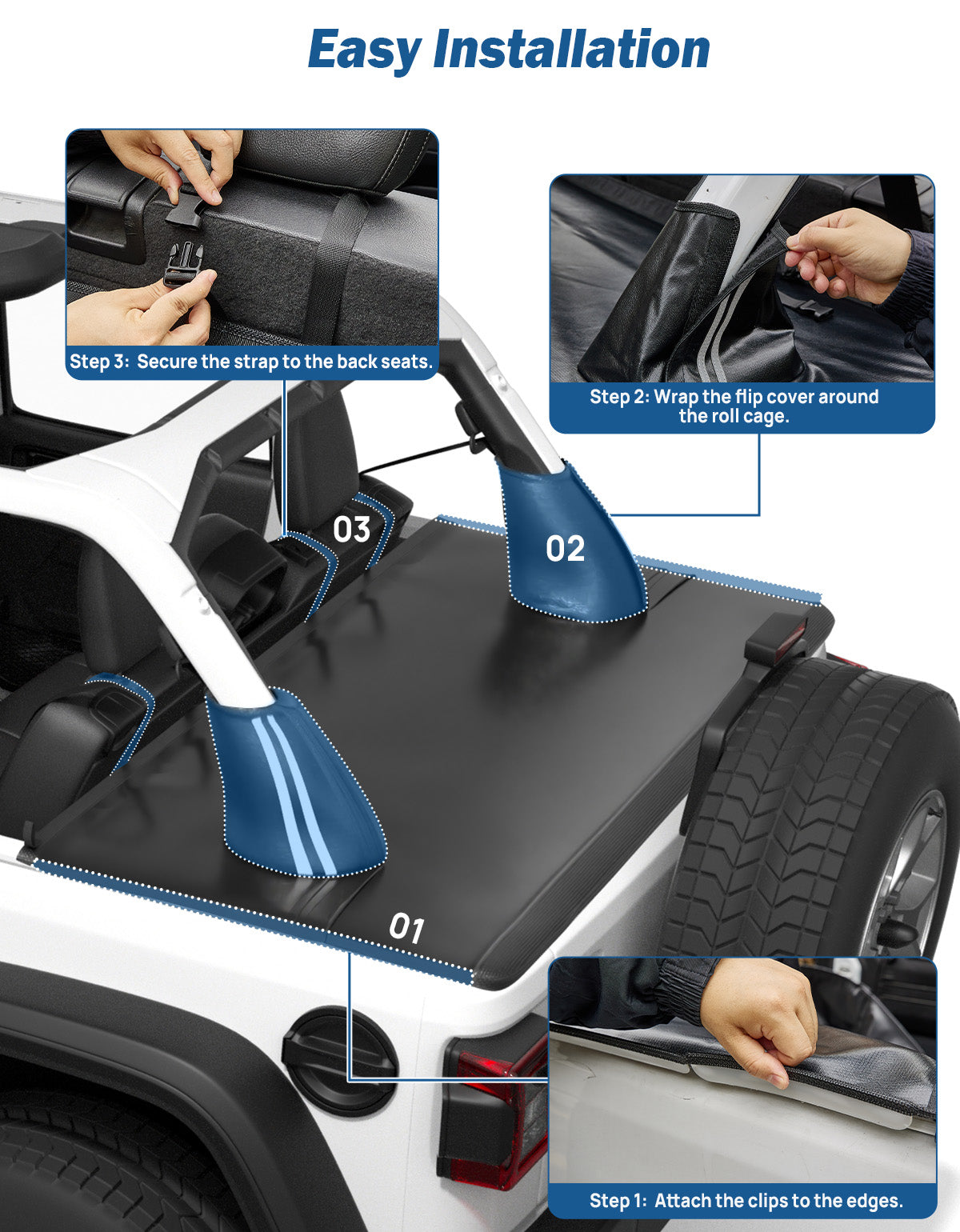 Waterproof Tonneau Cover for Wrangler JLU 4-Door 2018–2026