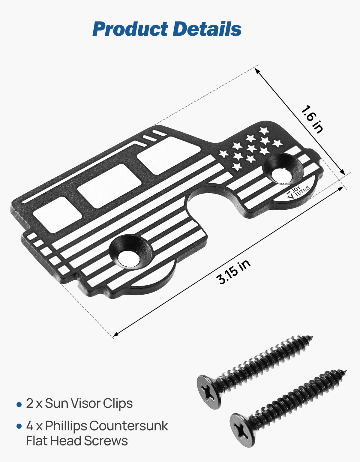 Aluminum Sun Visor Repair Kit for Wrangler JK JL & Gladiator 2018–2023