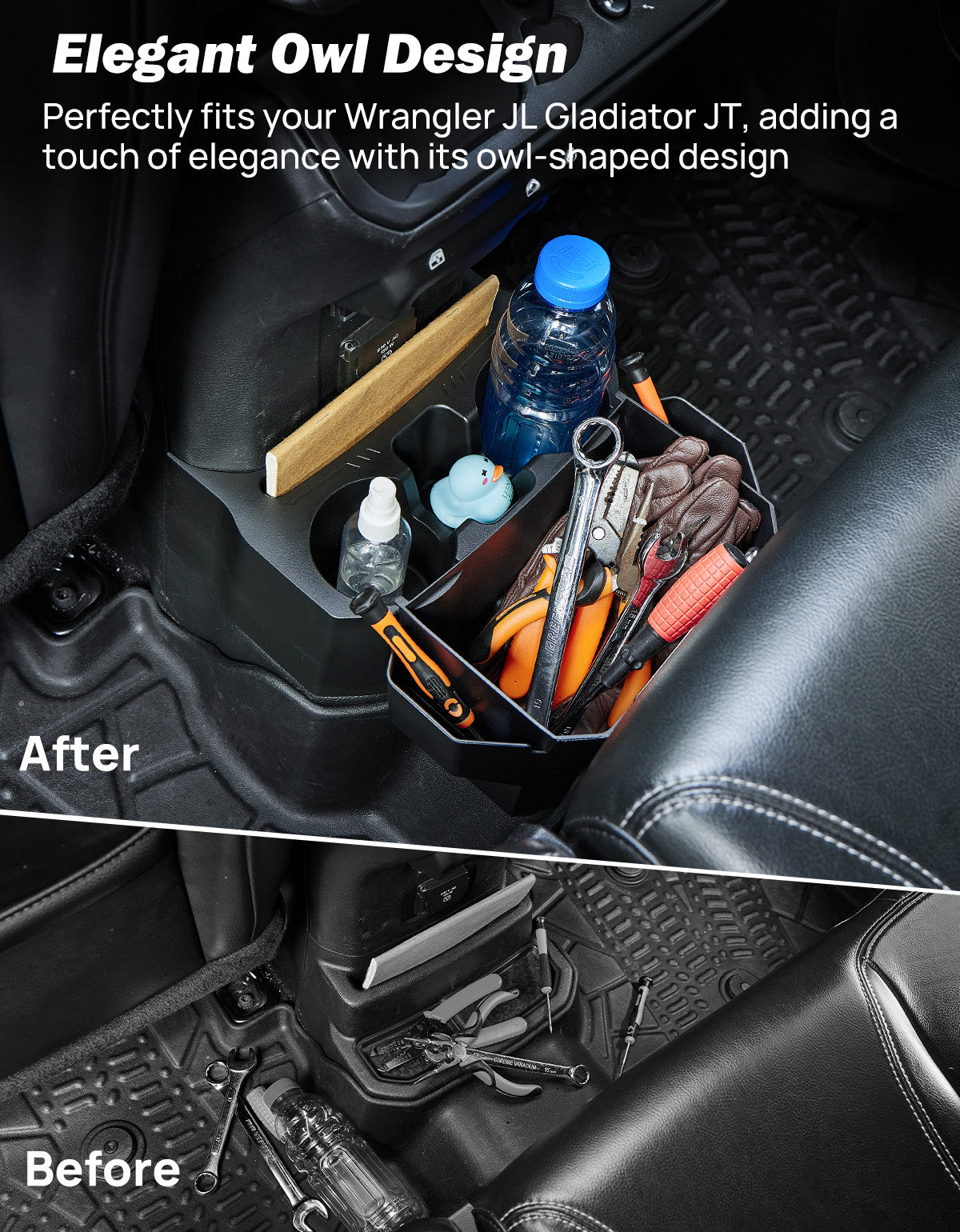 Backseat Cup Holder & Storage Organizer for Wrangler JL/JLU & Gladiator JT 2018–2026