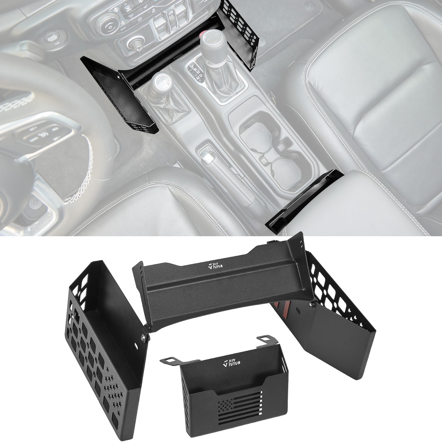Metal Center Console Organizer for Wrangler JL 2018–2026 & Gladiator JT 2020–2026