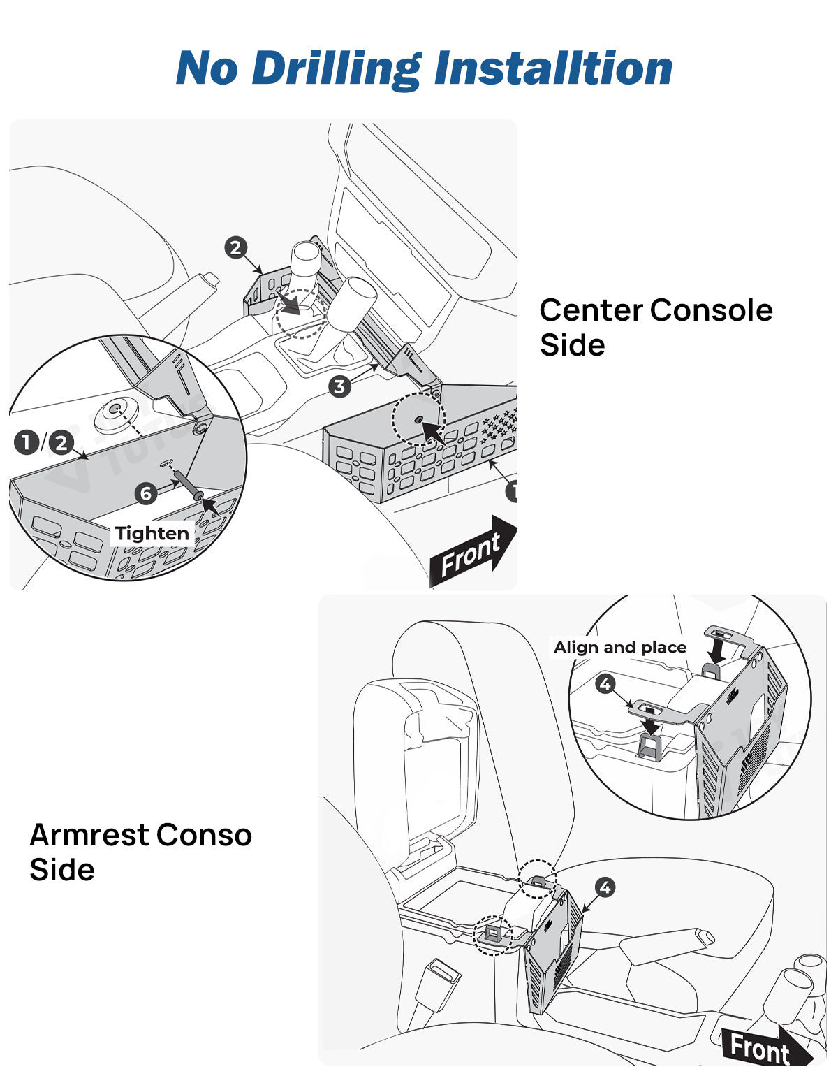 Metal Center Console Organizer for Wrangler JL 2018–2026 & Gladiator JT 2020–2026