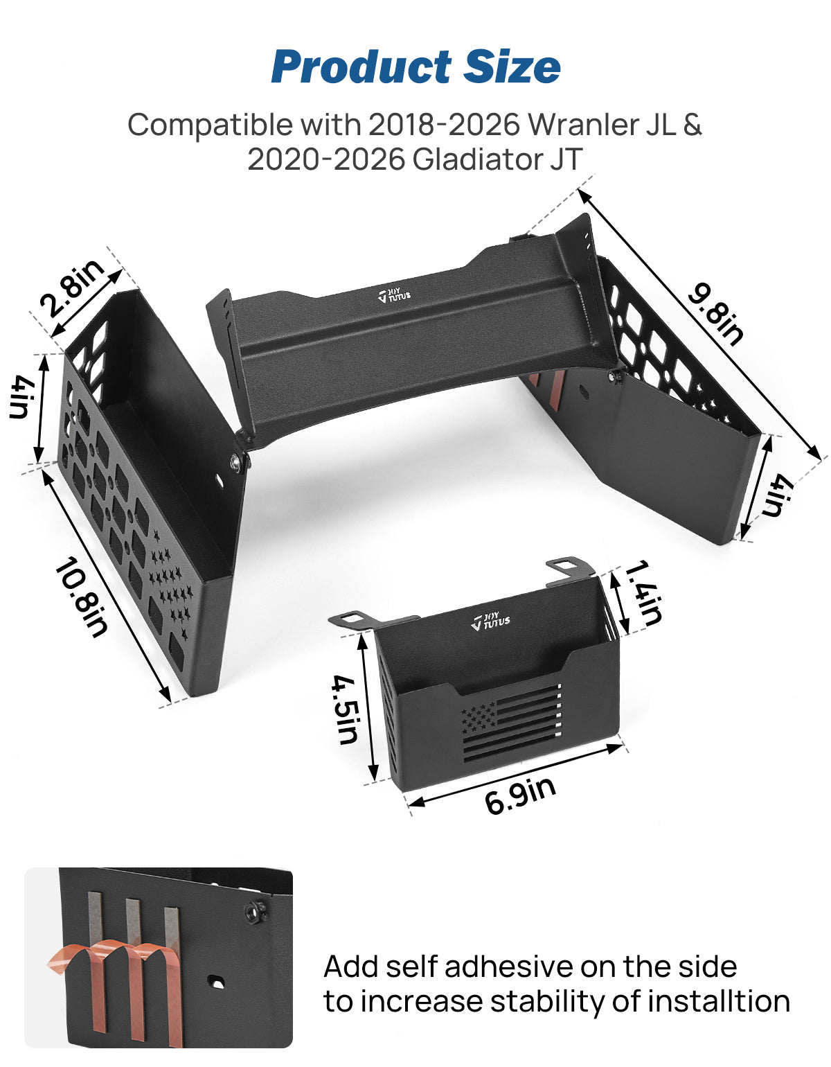 Metal Center Console Organizer for Wrangler JL 2018–2026 & Gladiator JT 2020–2026
