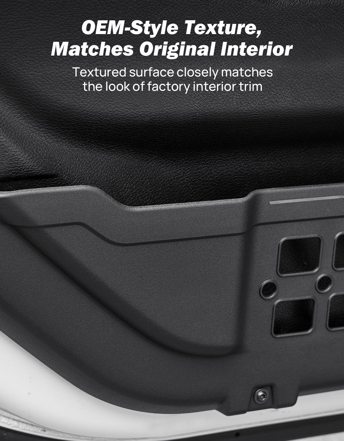 OEM-style textured PP door storage pocket for Jeep Wrangler JL