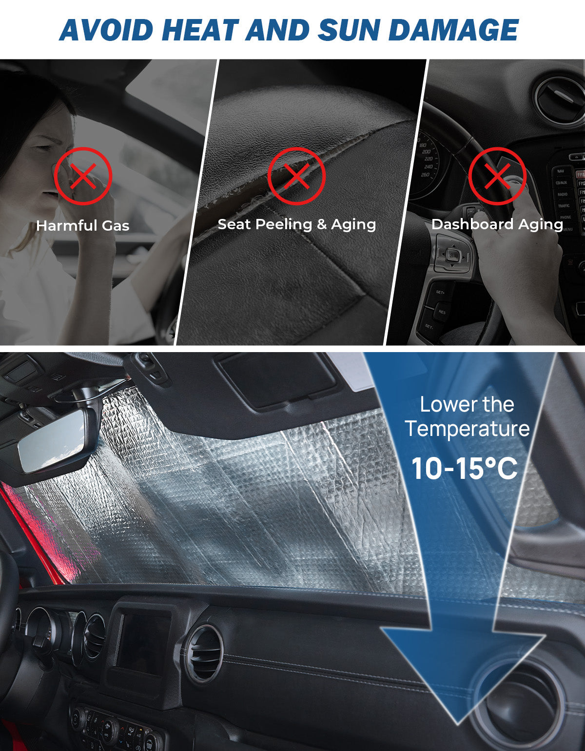 Foldable Windshield Sun Shade for Wrangler JL/JLU & Gladiator JT 2018–2024