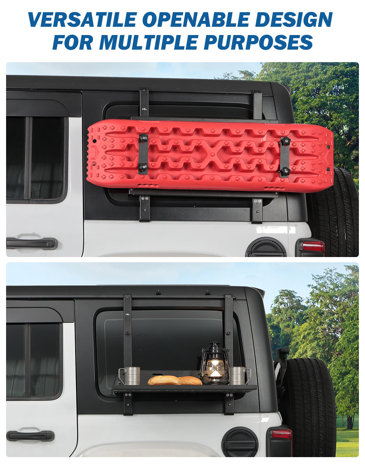 Rear Window MOLLE Panel & Fold-Down Table for Jeep Wrangler JL JLU