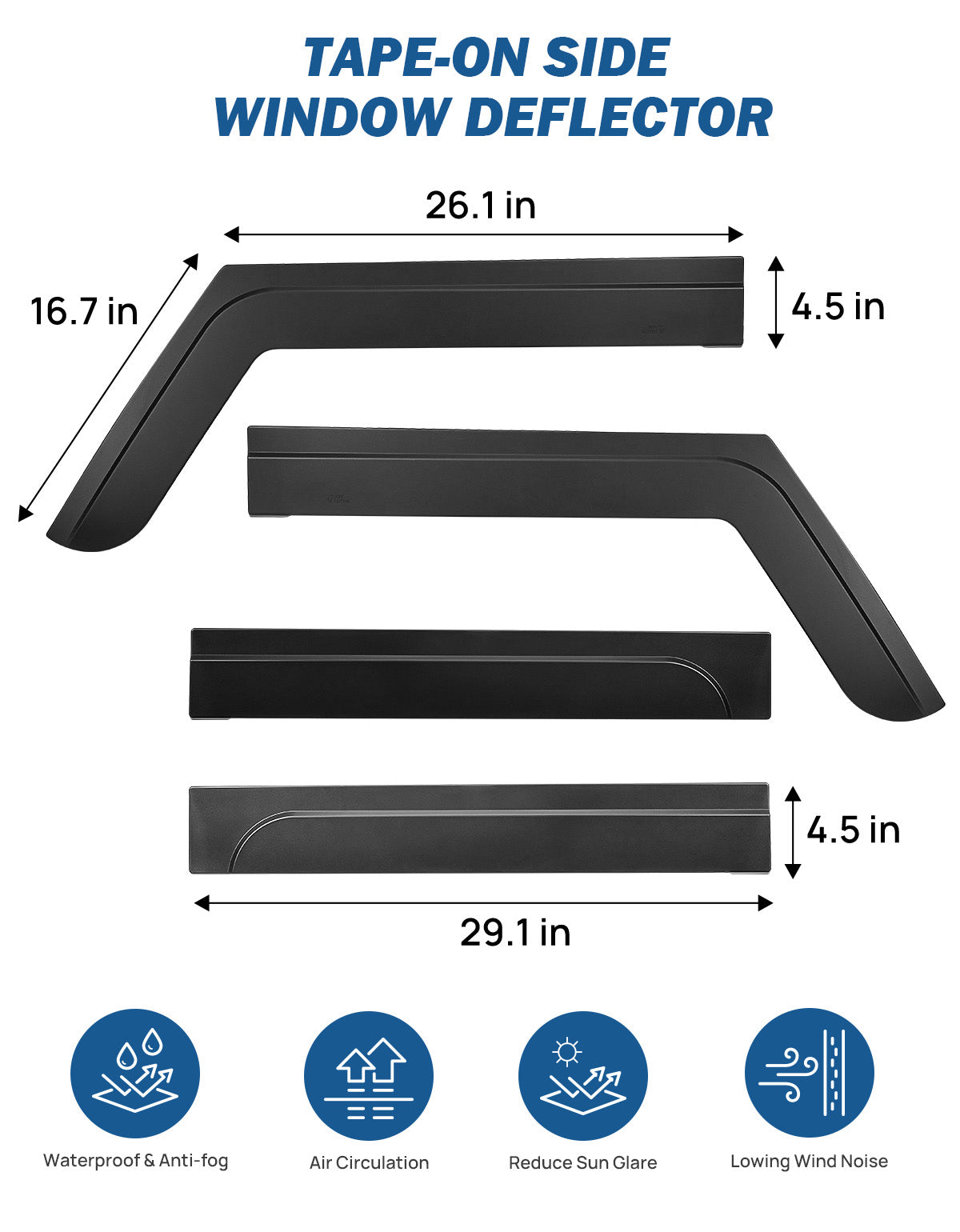 Low-Profile Window Rain Guards for Wrangler JLU & Gladiator JT
