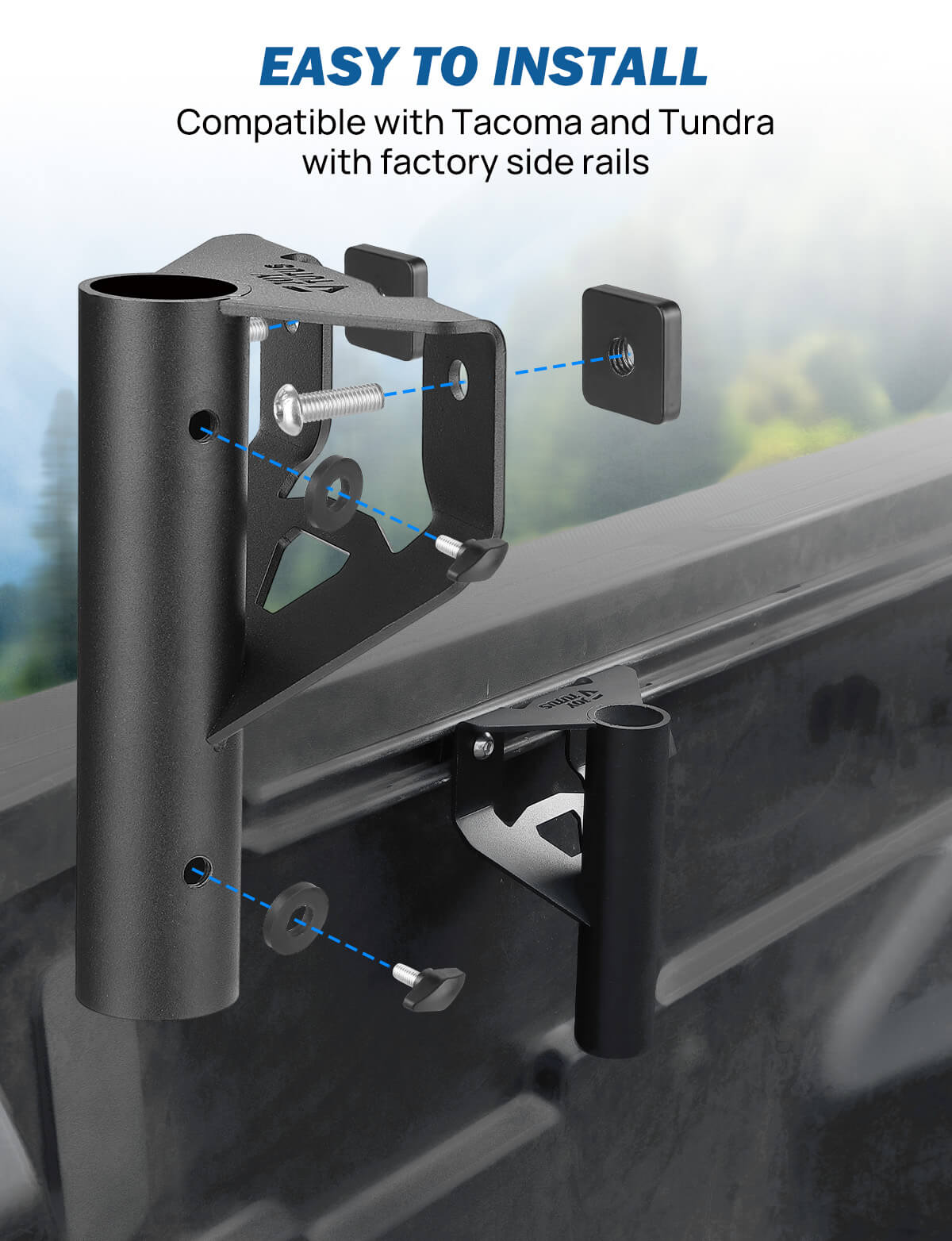 Truck Bed Flag Pole Mount Compatible with Tacoma & Tundra