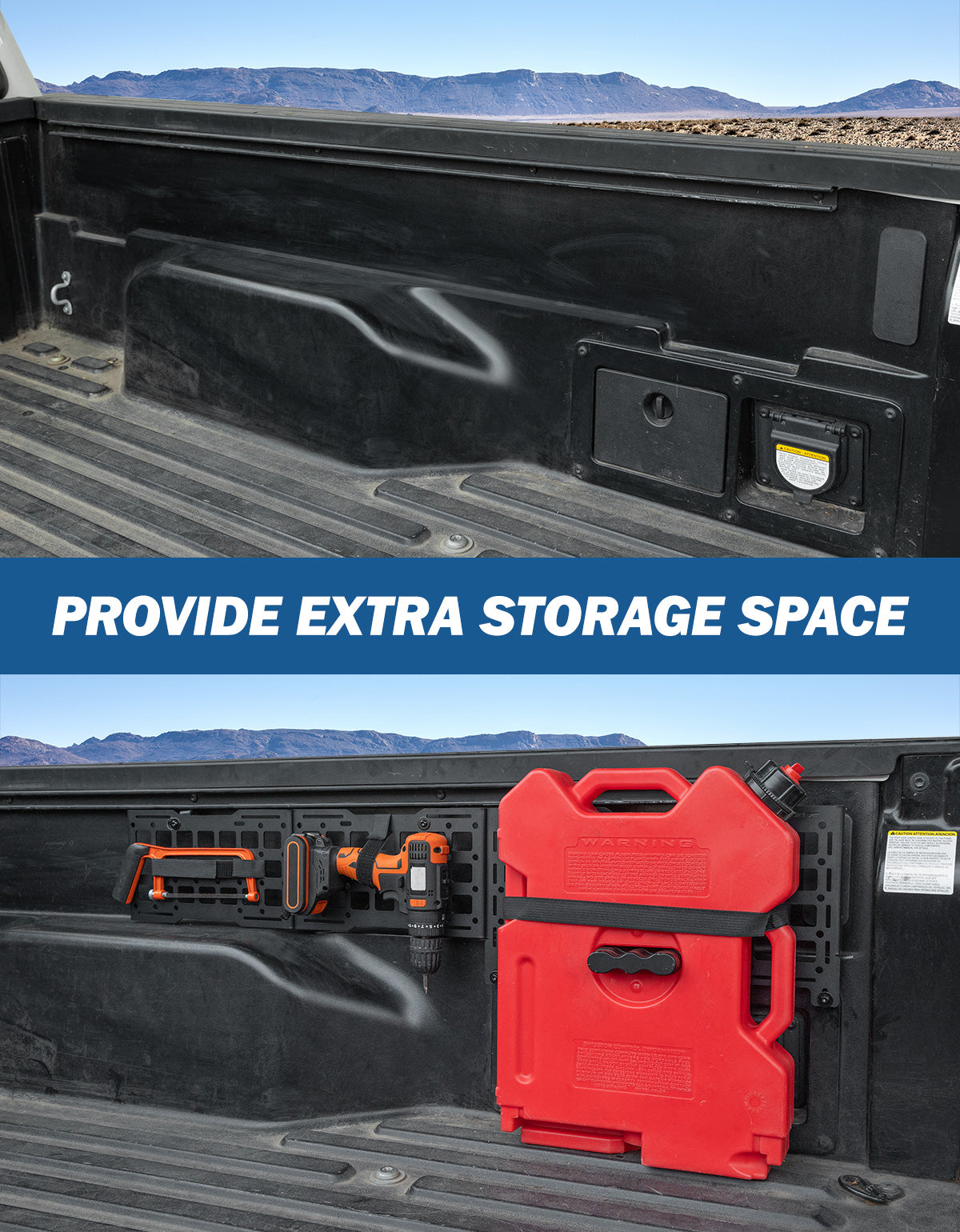 Truck Bed MOLLE Panel for Tacoma 2005–2023 Metal Gear Storage Rack