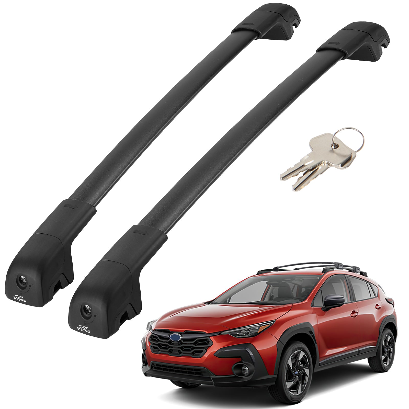 JOYTUTUS Lockable Car Roof Rack Compatible with Subaru Crosstrek 2024 (with Factory Raised Side Rails (Not Fit Wilderness), Aluminum Crossbars for Roof Racks Suitcases Kayaks Canoes Bikes Skis