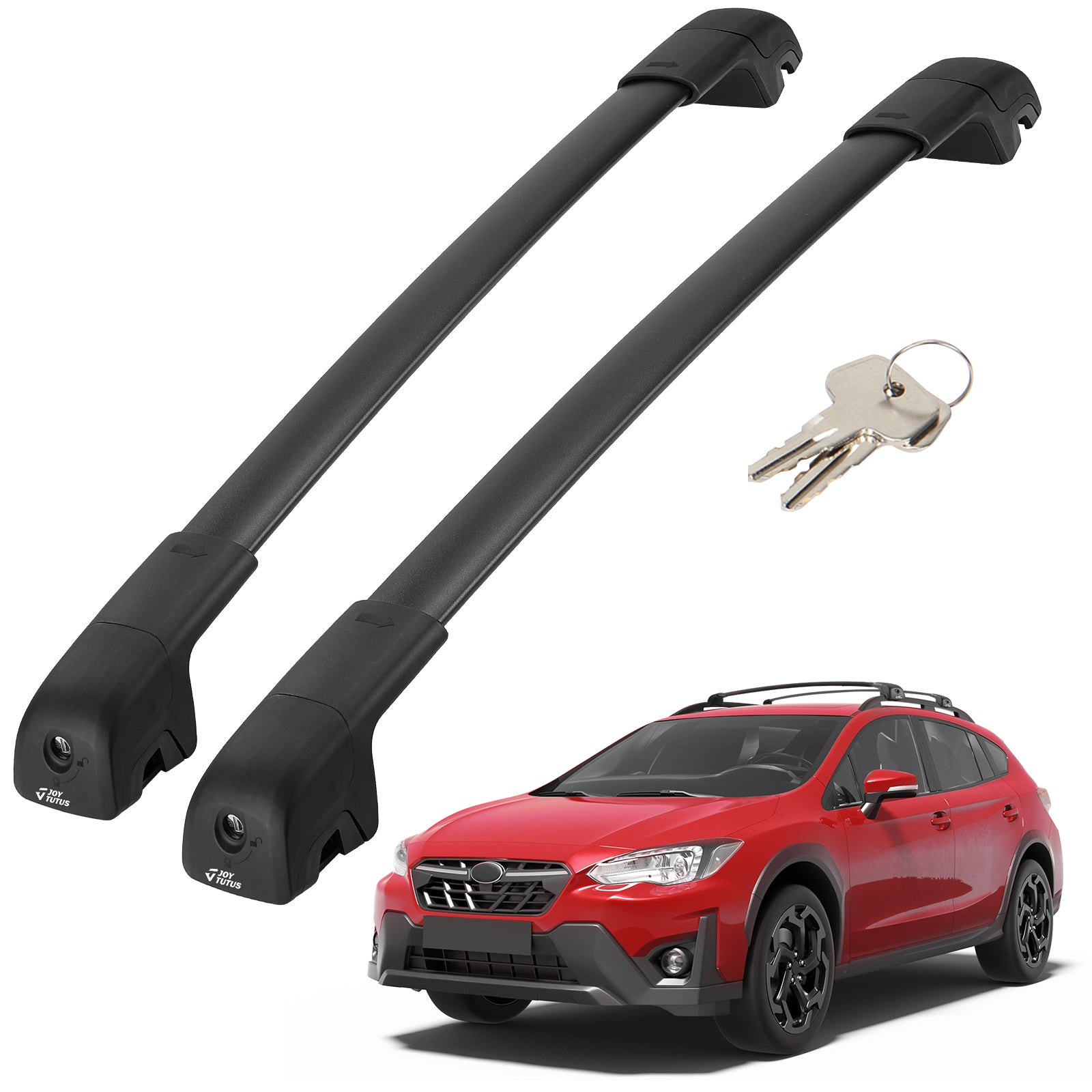 JOYTUTUS Lockable Car Roof Rack Cross Bars Compatible with Subaru Crosstrek 2018-2023 / Impreza 2017-2023, Aluminum Crossbars for Roof Racks Suitcases Kayaks Canoes Bikes Skis Snowboard