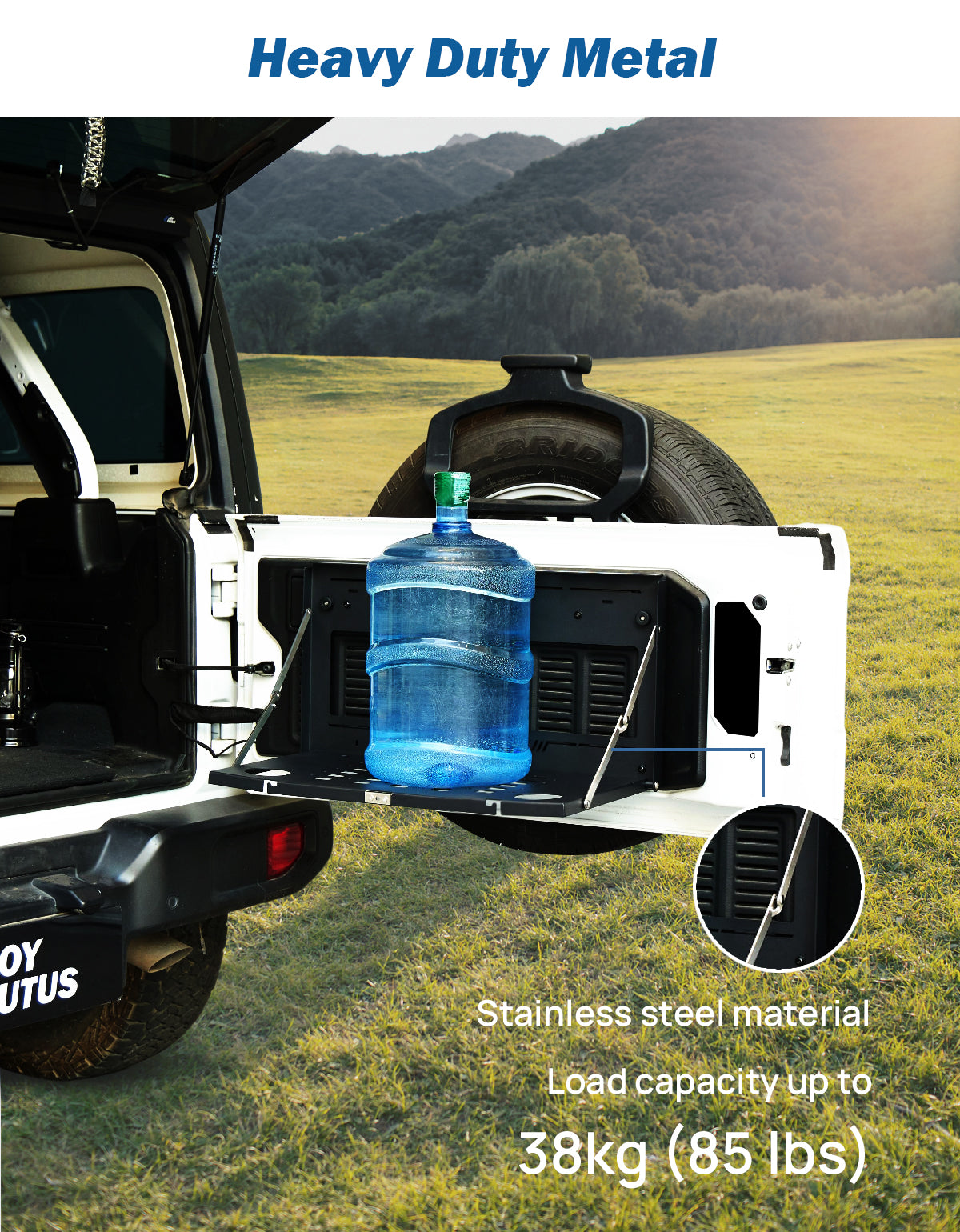 Foldable Tailgate Table for Wrangler JK & JL 2007–2026, 85 lb Cargo Shelf