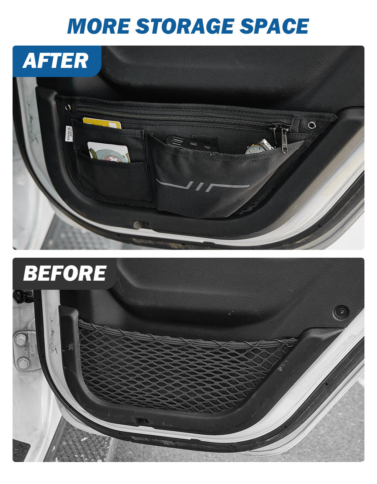 Car Door Storage Pockets Compatible with Wranlger JL & Gladiator JT, 4 Packs