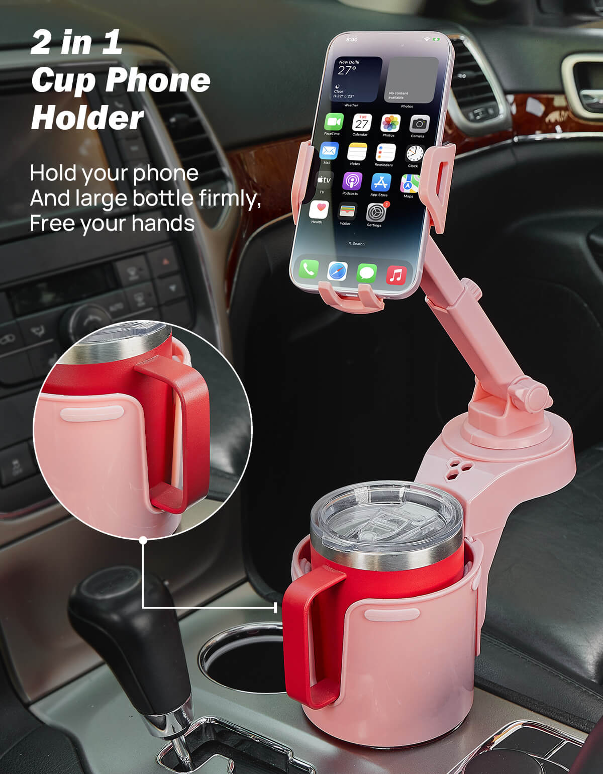 Cup Holder Phone Mount for Car, Compatible iPhone, Samsung & All Smartphones